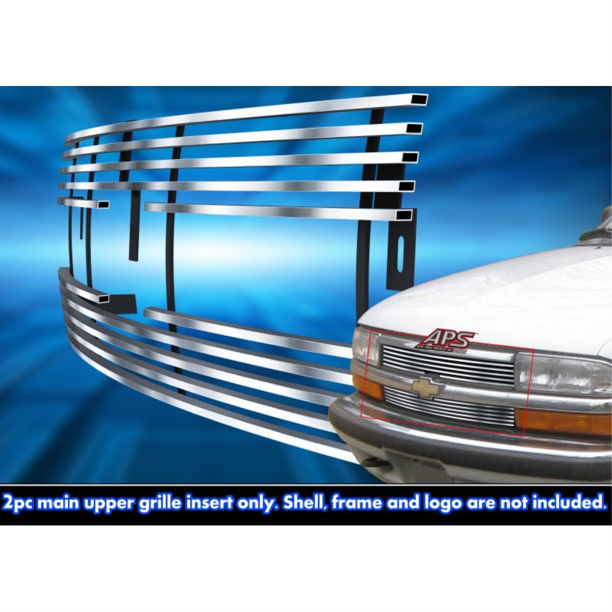 Stainless Steel Main Upper Stainless Steel Billet Grille 1998-2005 Chevy Blazer Horizontal Bar/1998-2004 Chevy S-10 Horizontal Bar
