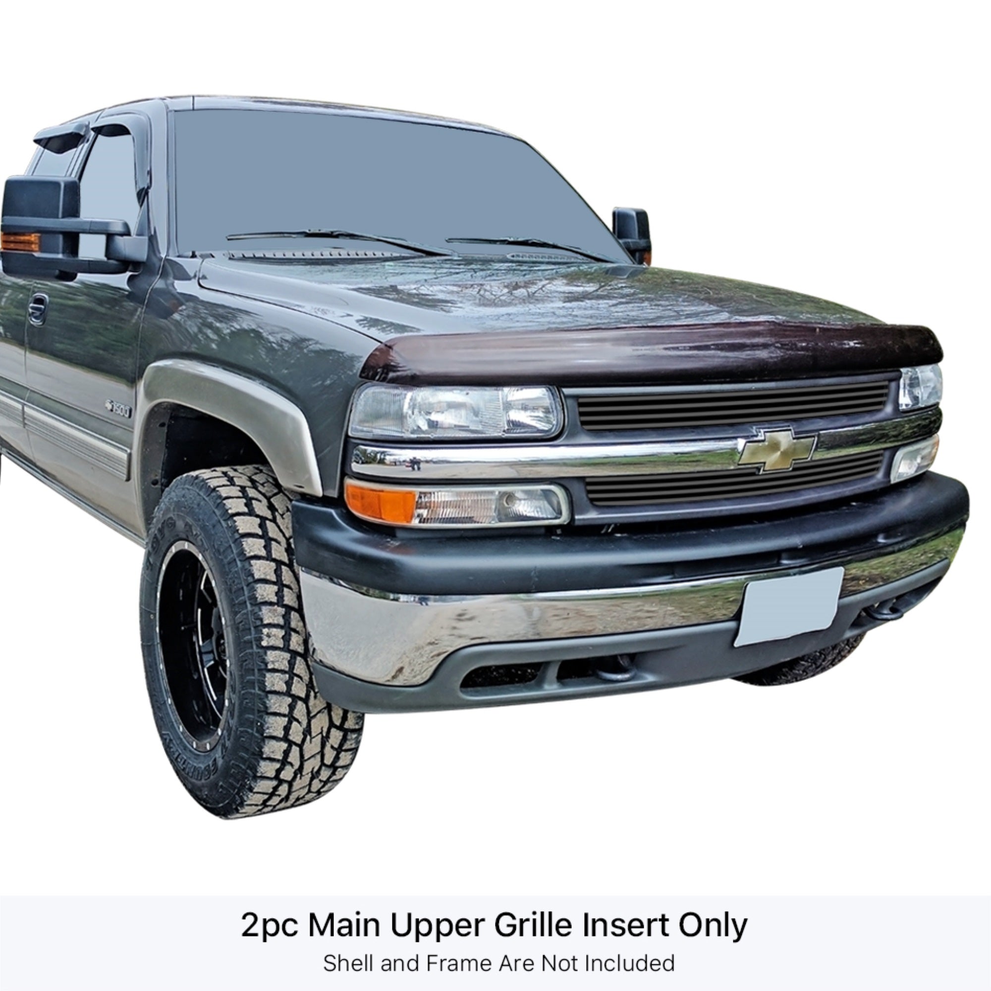 1999-2002 Chevy Silverado 1500 /2000-2006 Chevy Suburban /2000-2006 Chevy Tahoe Stainless Steel Black Powder Coated Finish 8X6 Horizontal Billet Black Stainless Steel Billet Grille