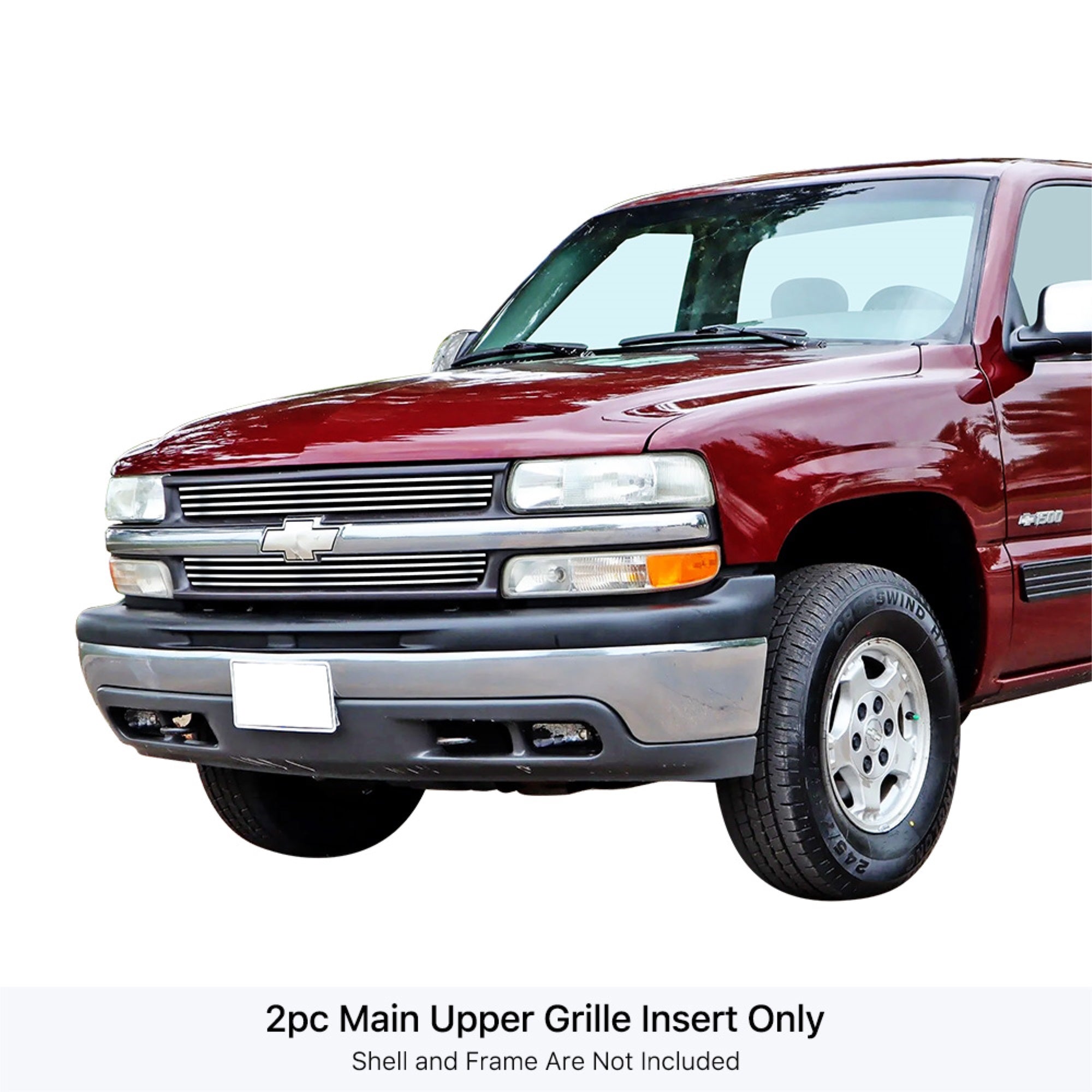 1999-2002 Chevy Silverado 1500 /2000-2006 Chevy Suburban /2000-2006 Chevy Tahoe 304 Stainless Steel Polished Finish 8X6 Horizontal Billet Stainless Steel Billet Grille