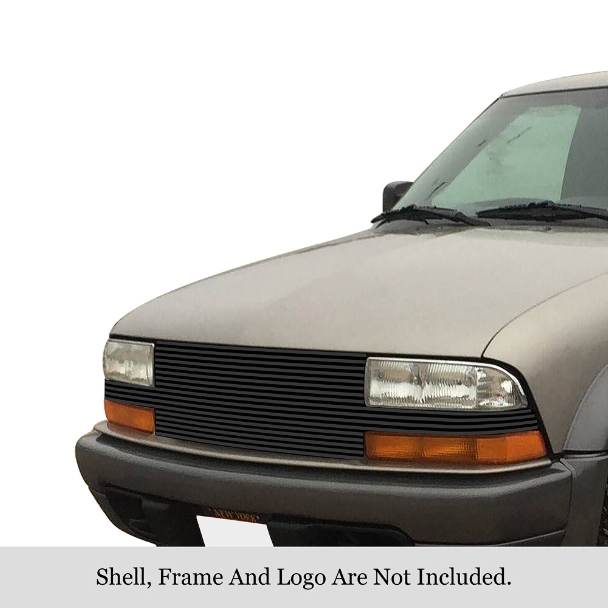 1998-2004 Chevy S-10 ( Full Face)/1998-2004 Chevy Blazer ( Full Face) Stainless Steel Black Powder Coated Finish Horizontal Billet Black Stainless Steel Billet Grille