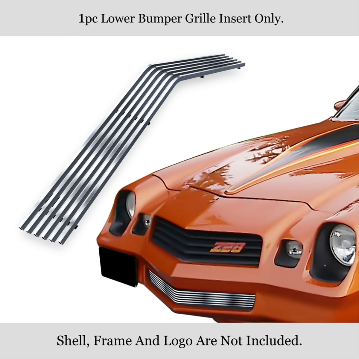 1978-1981 Chevy Camaro Stainless Steel Silver Hairline Finish Finish Horizontal Billet Stainless Steel Billet Grille