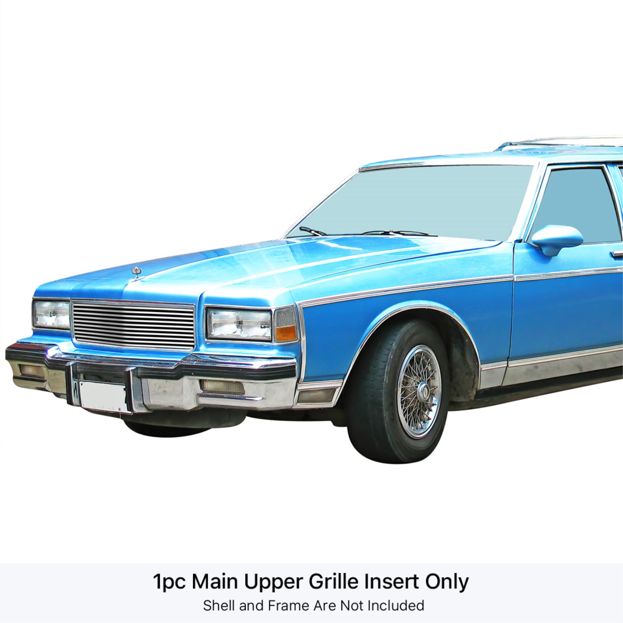 1986-1990 Chevy Caprice 304 Stainless Steel Polished Finish 8X6 Horizontal Billet Stainless Steel Billet Grille