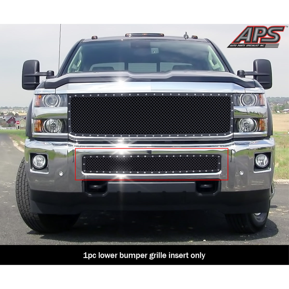 2015-2019 Chevy Silverado 3500 Hd Without Parking Sensor/2015-2019 Chevy Silverado 2500 Hd Without Parking Sensor Carbon Steel Black Powder Coated Finish 2.5 Mm Wire Mesh Rivet Style Rivet Grille