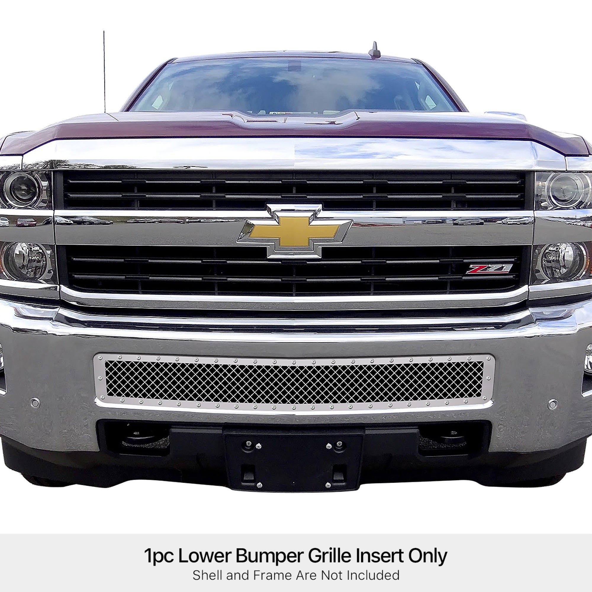 Stainless Steel Lower Bumper Rivet Grille 2015-2019 Chevy Silverado 3500 Hd Without Parking Sensor/2015-2019 Chevy Silverado 2500 Hd Without Parking Sensor