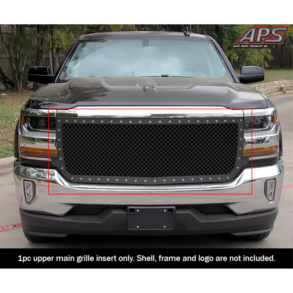 2016-2018 Chevy Silverado 1500 /2019 Chevy Silverado 1500 Ld Carbon Steel Black Powder Coated Finish 2.5 Mm Wire Mesh Rivet Style Rivet Grille