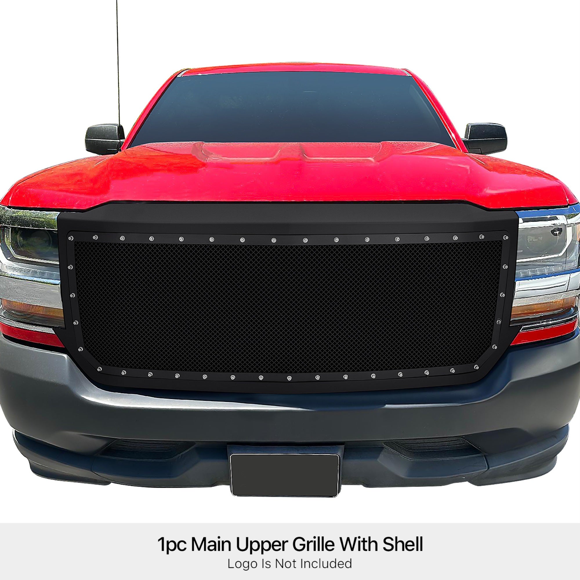 Pe + Stainless Steel Main Upper Package Grille 2016-2018 Chevy Silverado 1500 Not For Z71 And High Country Model (Incl. 2019 Silverado 1500 Ld)