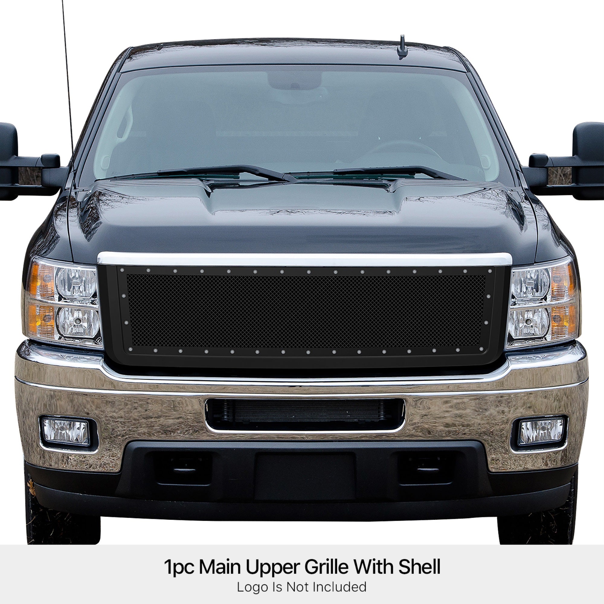 Pe + Stainless Steel Main Upper Package Grille 2011-2014 Chevy Silverado 2500 Hd /2011-2014 Chevy Silverado 3500 Hd