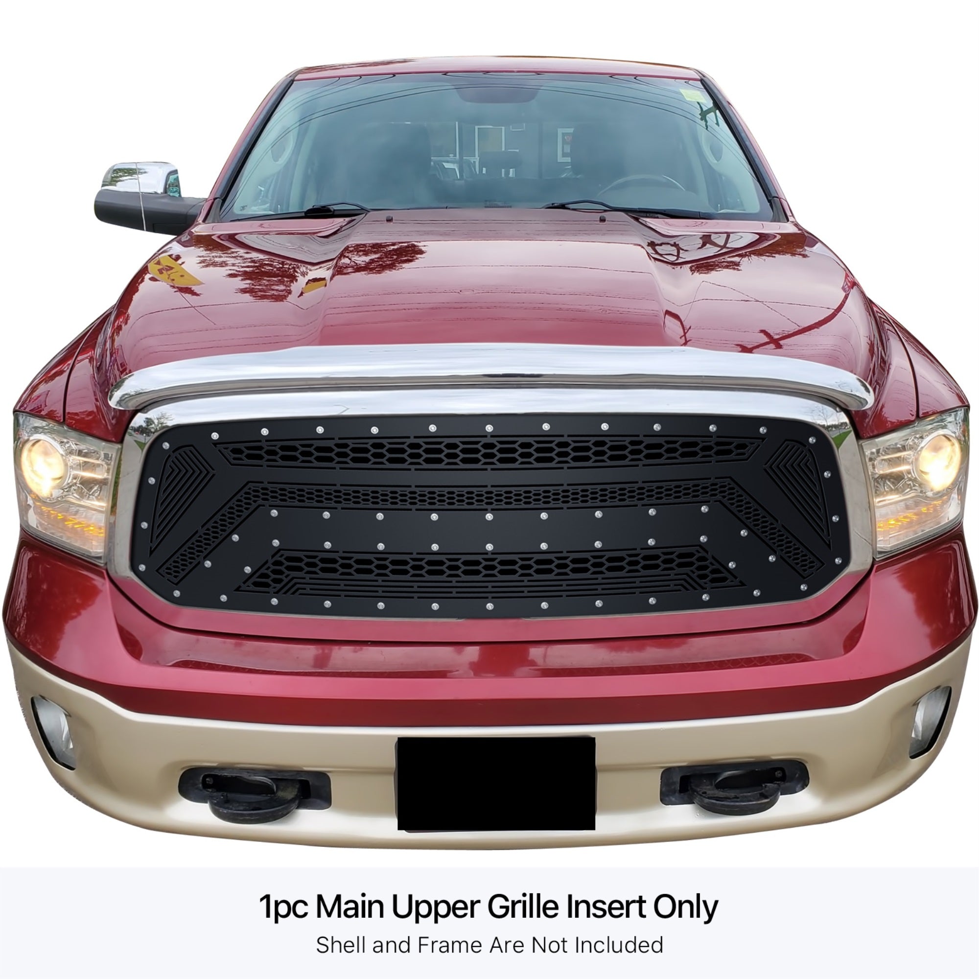Stainless Steel Main Upper Sheet Grille 2013-2017 Ram 1500 Not For /2018 Ram 1500 Not For  & Sport & Laramie Longhorn & Laramie Limited/2019-2021 Ram 1500 Classic Only