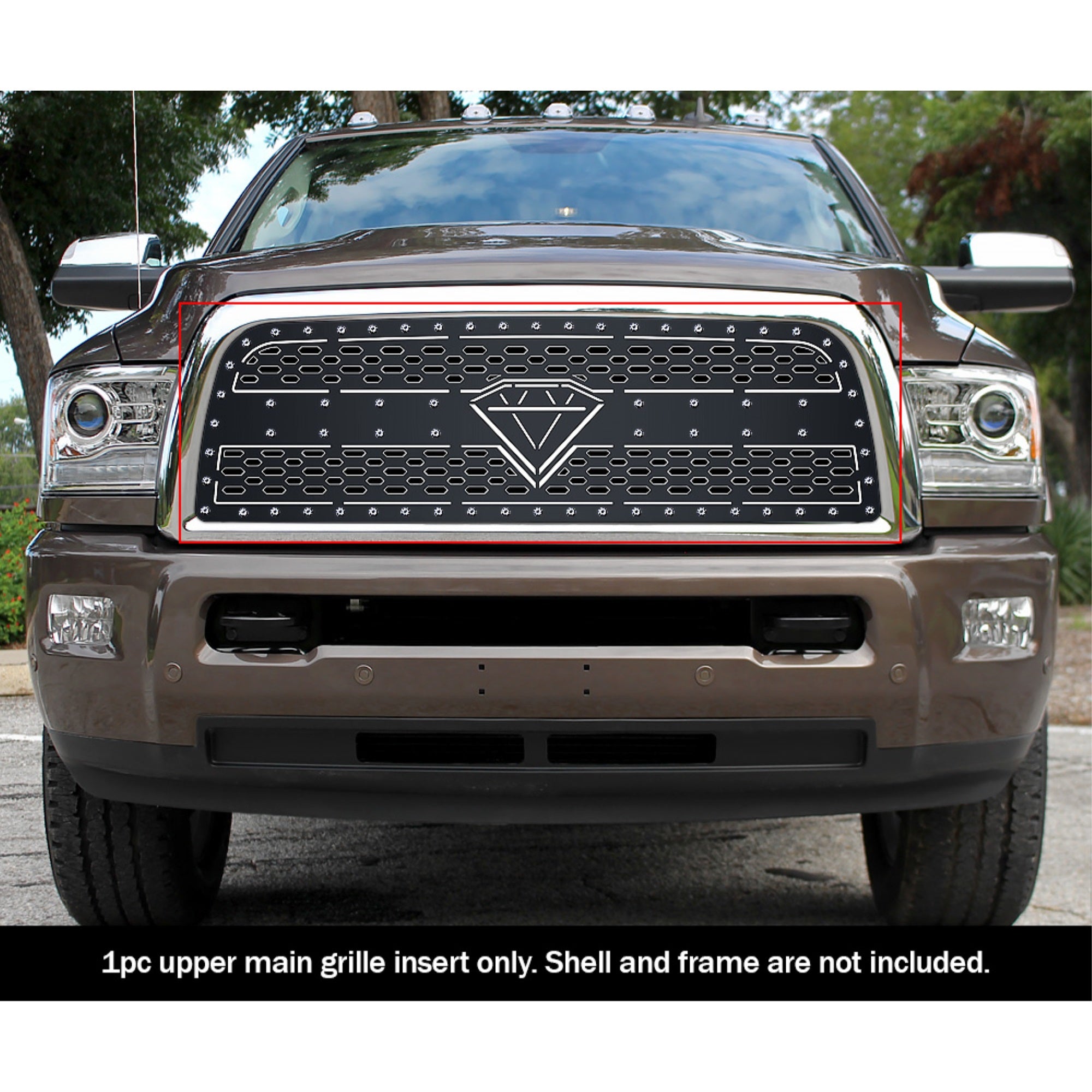 2013-2018 Ram 2500 /2013-2018 Ram 3500 Stainless Steel Black Powder Coated Finish Double Layer Laser Cut Sheet Sheet Grille