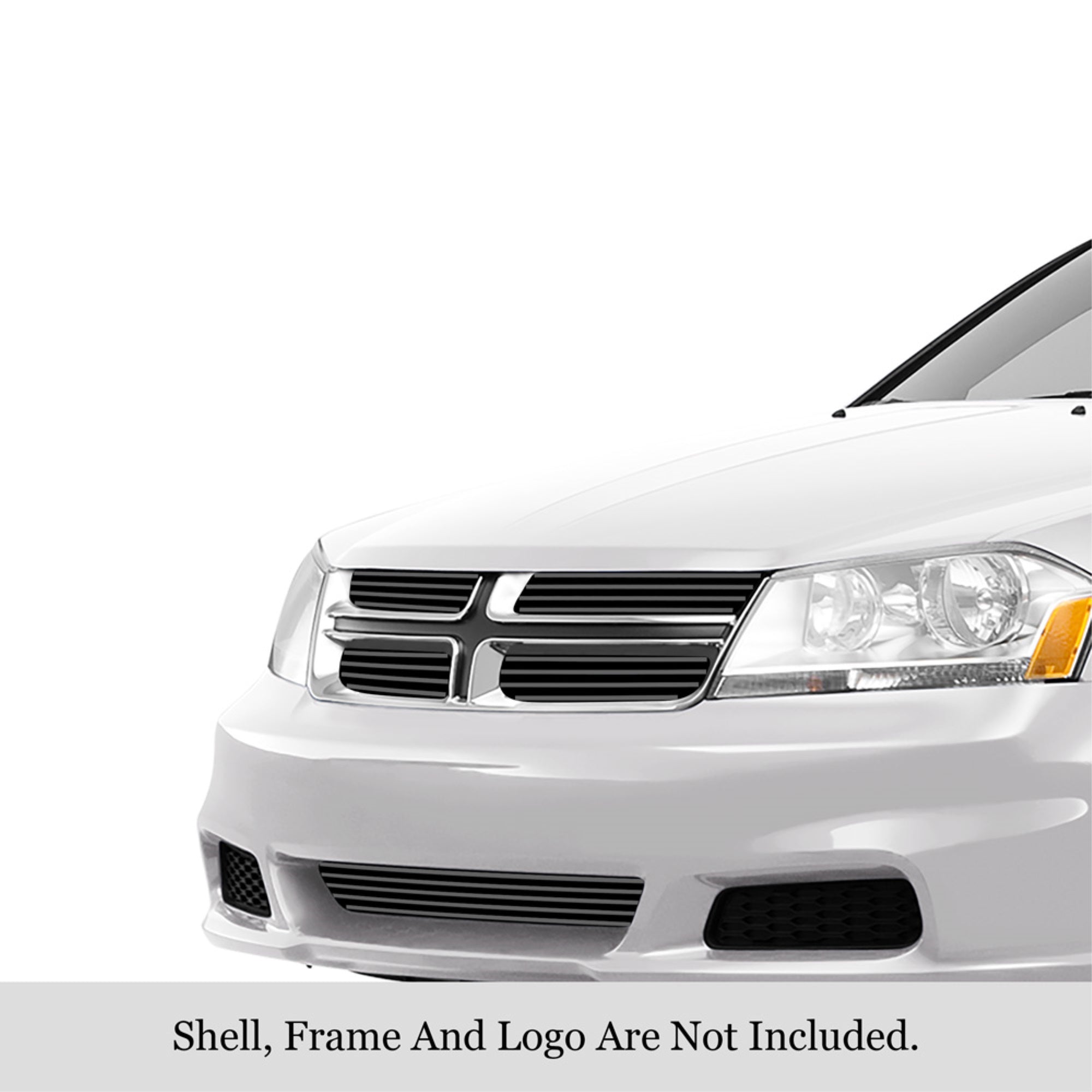 2011-2014 Dodge Avenger Stainless Steel Black Powder Coated Finish 8X6 Horizontal Billet Black Stainless Steel Billet Grille