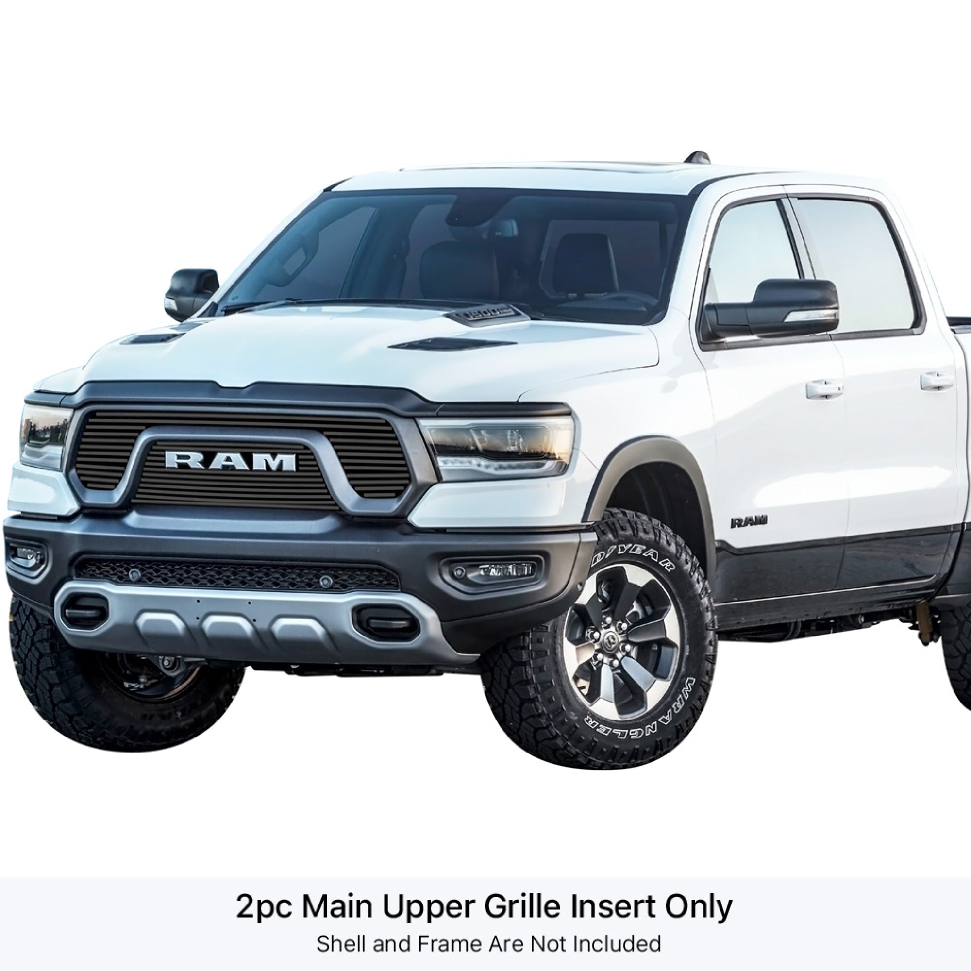 2019-2022 Ram 1500 Rebel Stainless Steel Black Powder Coated Finish 8X6 Horizontal Billet Black Stainless Steel Billet Grille