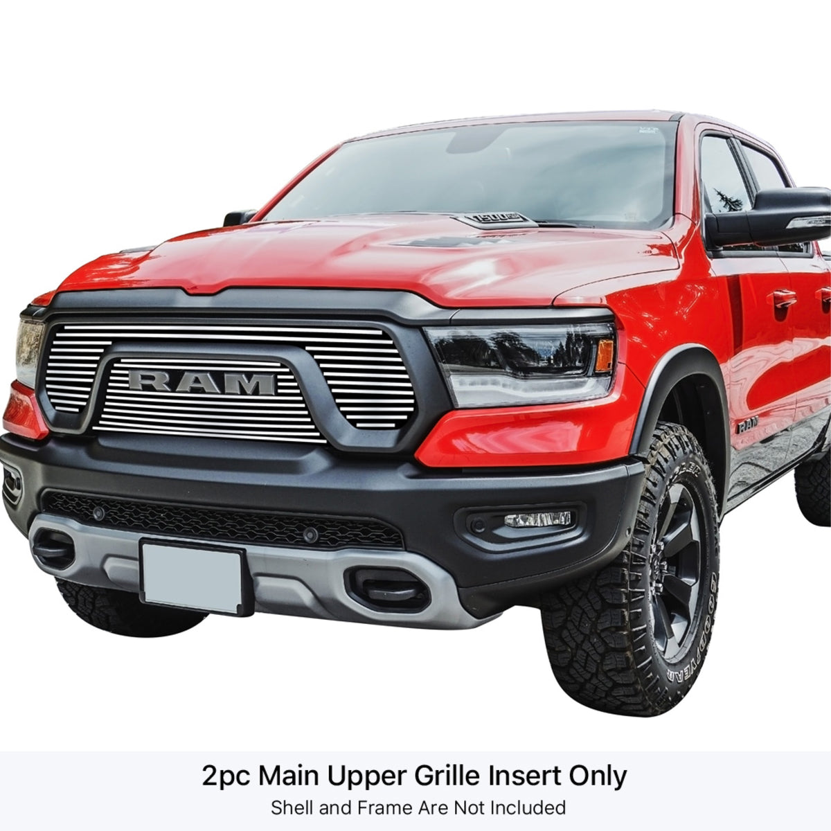 2019-2022 Ram 1500 Rebel Stainless Steel Polished Finish 8X6 Horizontal Billet Stainless Steel Billet Grille