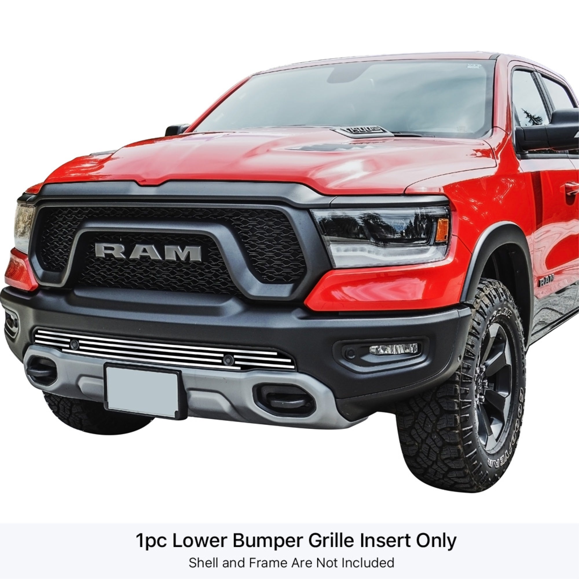 2019-2022 Ram 1500 Rebel With Front Sensor/ 2021-2022 Ram 1500 Trx With Front Sensor Stainless Steel Polished Finish 8X6 Horizontal Billet Stainless Steel Billet Grille