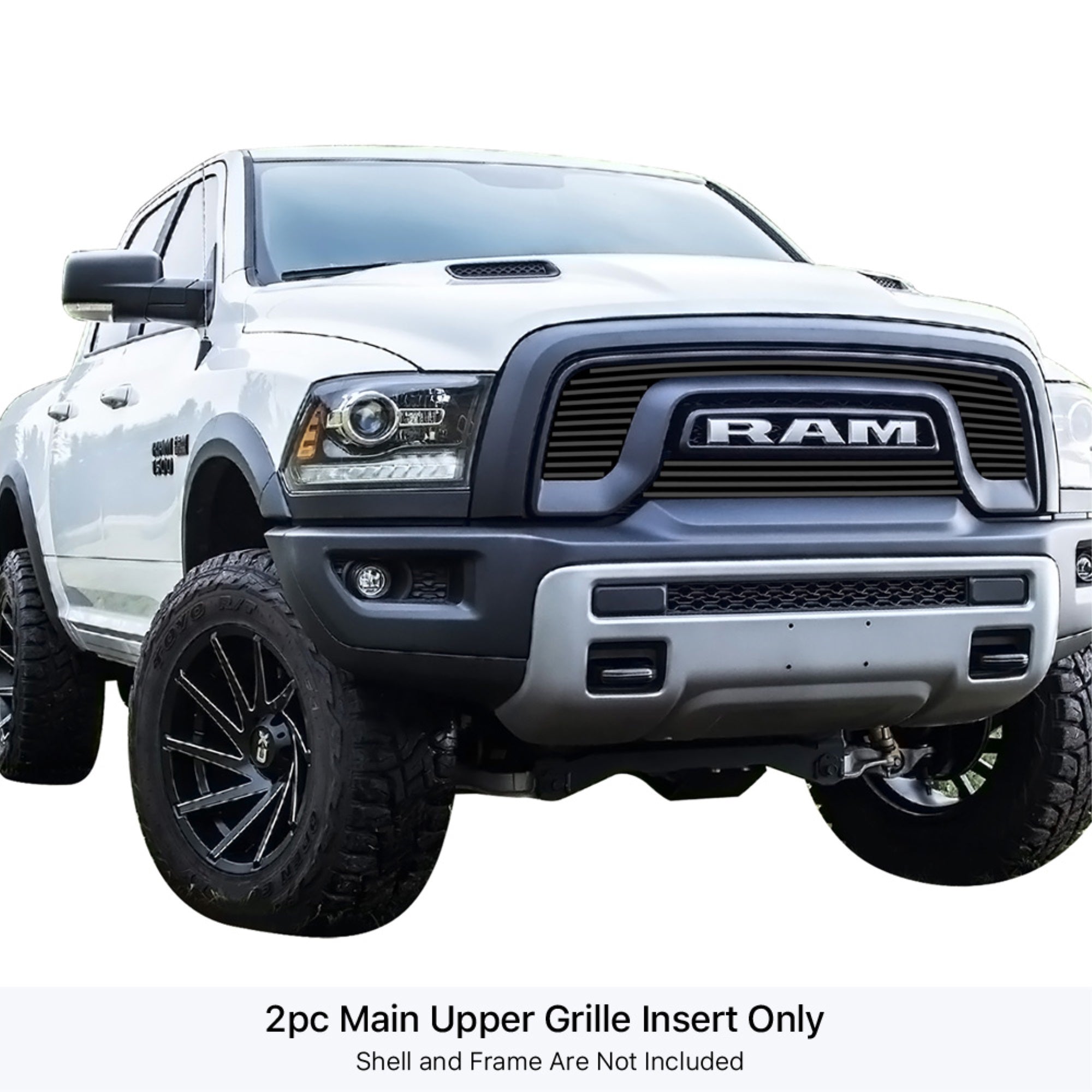 2015-2018 Ram 1500 Rebel Stainless Steel Black Powder Coated Finish 8X6 Horizontal Billet Black Stainless Steel Billet Grille