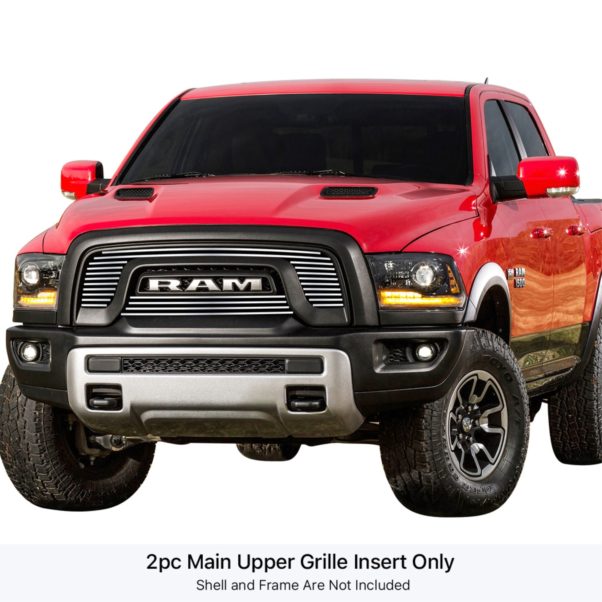 2015-2018 Ram 1500 Rebel Stainless Steel Polished Finish 8X6 Horizontal Billet Stainless Steel Billet Grille