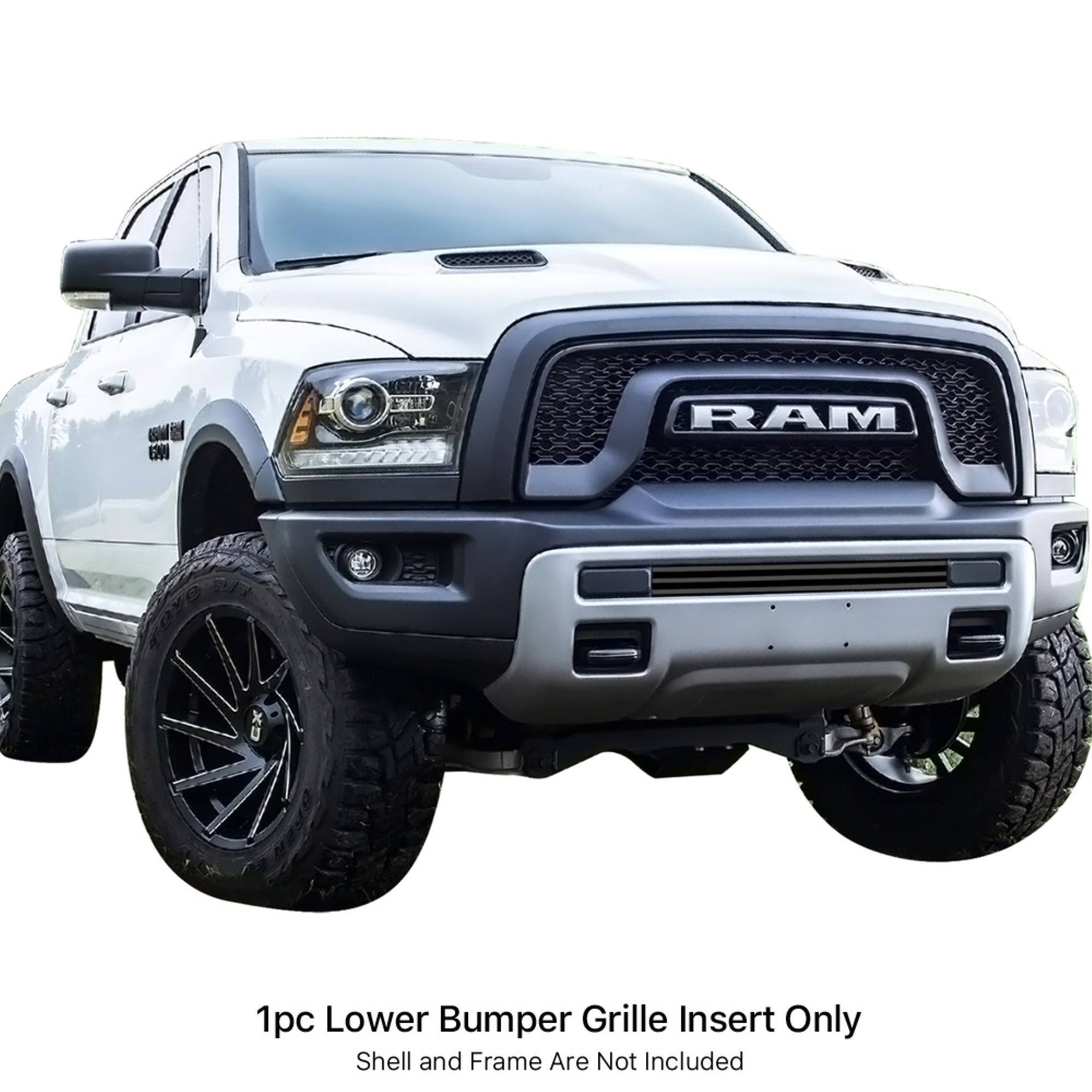 2015-2018 Ram 1500 Rebel Stainless Steel Black Powder Coated Finish 8X6 Horizontal Billet Black Stainless Steel Billet Grille