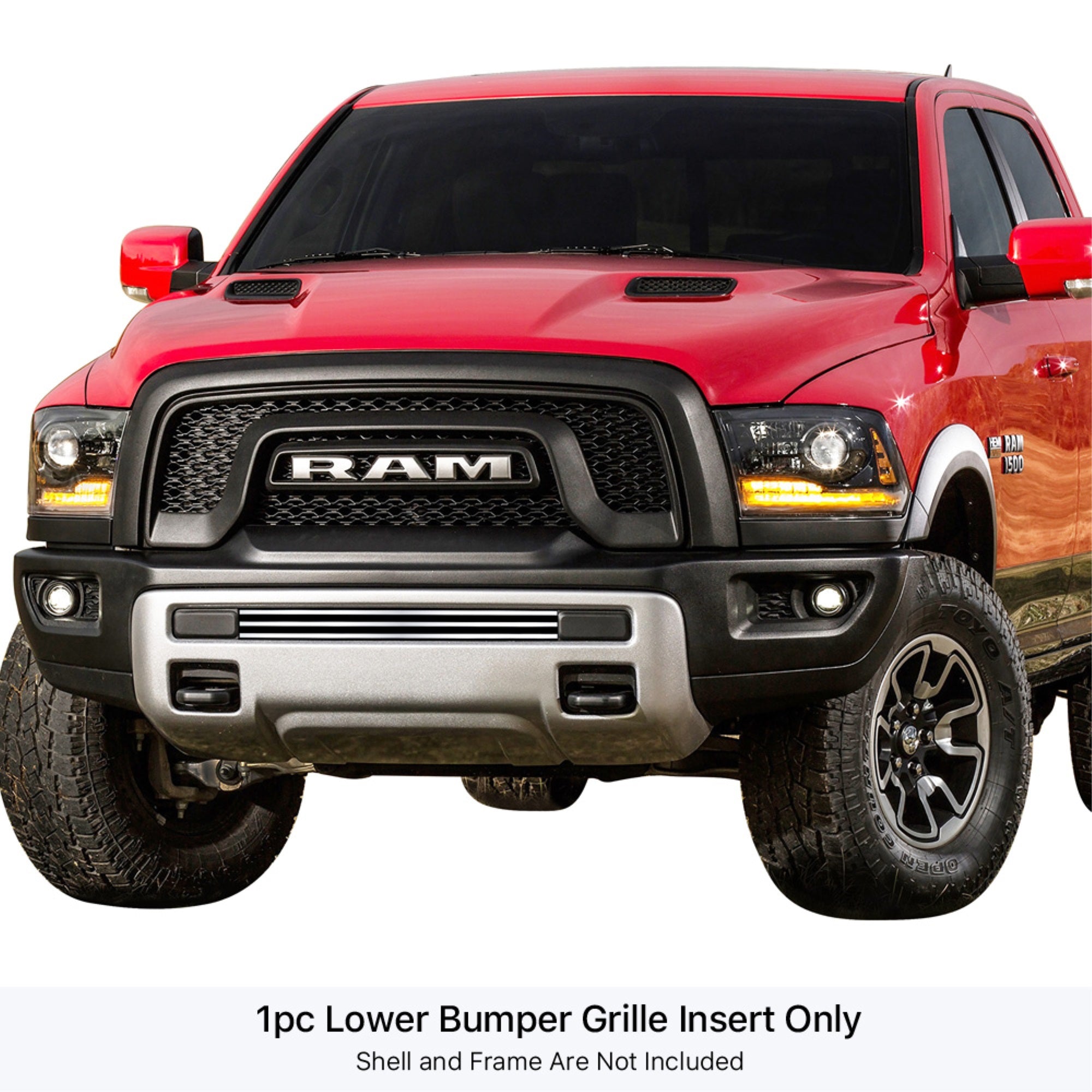 2015-2018 Ram 1500 Rebel Stainless Steel Polished Finish 8X6 Horizontal Billet Stainless Steel Billet Grille
