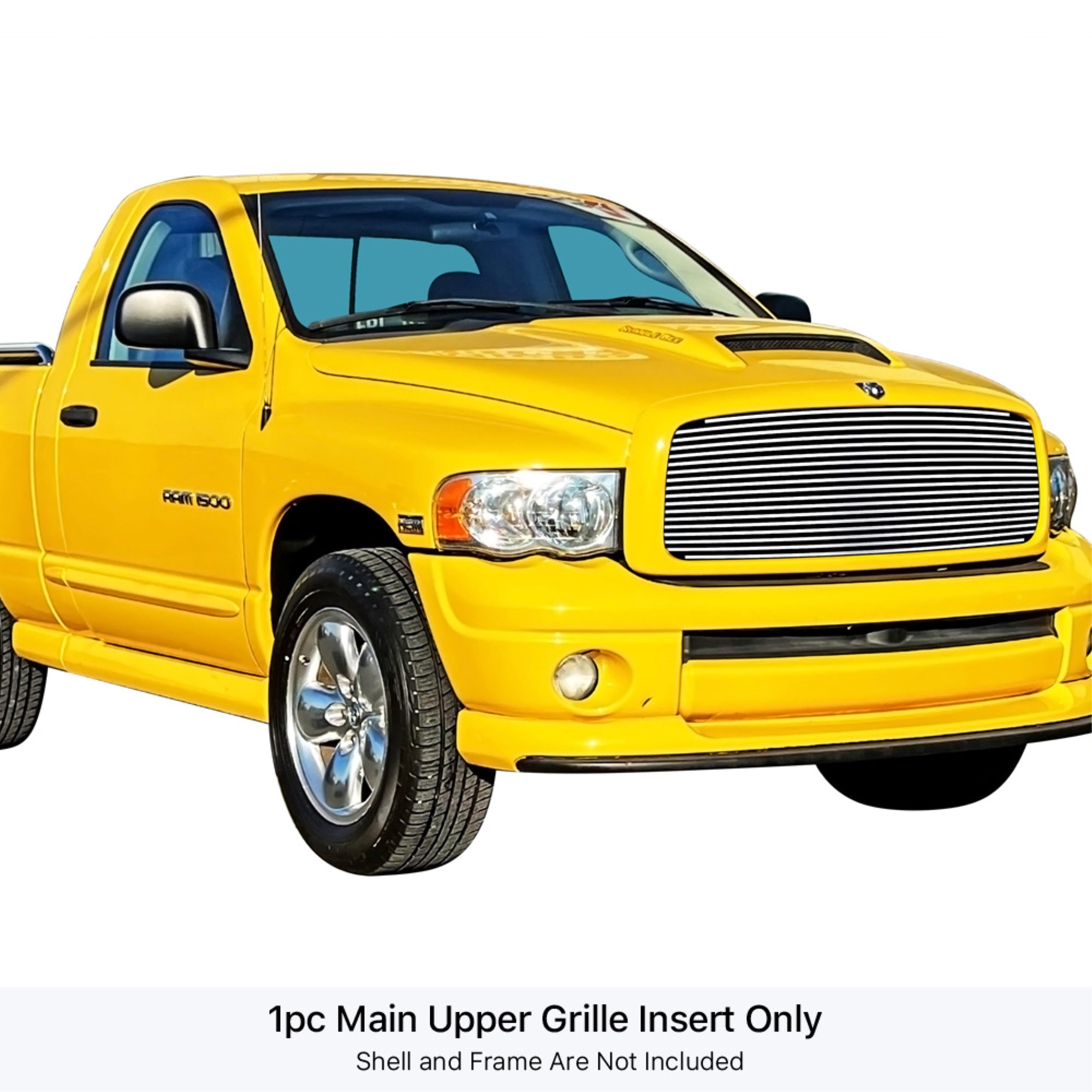 2002-2005 Dodge Ram 1500 /2002-2005 Dodge Ram 2500 /2002-2005 Dodge Ram 3500 304 Stainless Steel Polished Finish 8X6 Horizontal Billet Stainless Steel Billet Grille