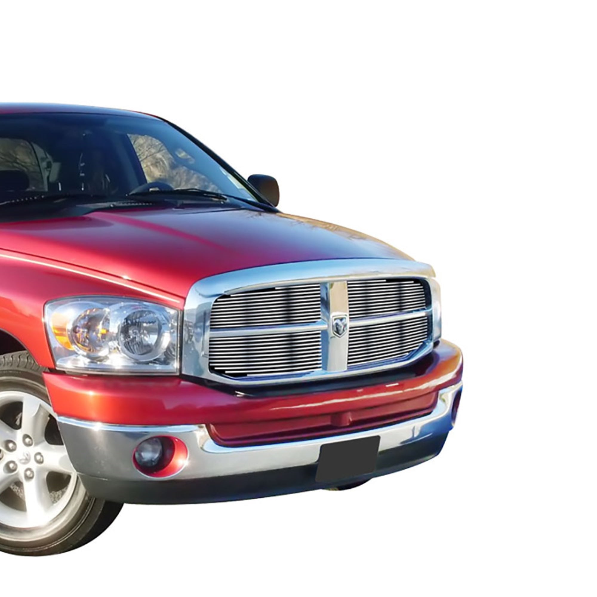 2006-2008 Ram 1500 /2006-2009 Dodge Ram 2500 /2006-2009 Dodge Ram 3500 304 Stainless Steel Polished Finish 8X6 Horizontal Billet Stainless Steel Billet Grille