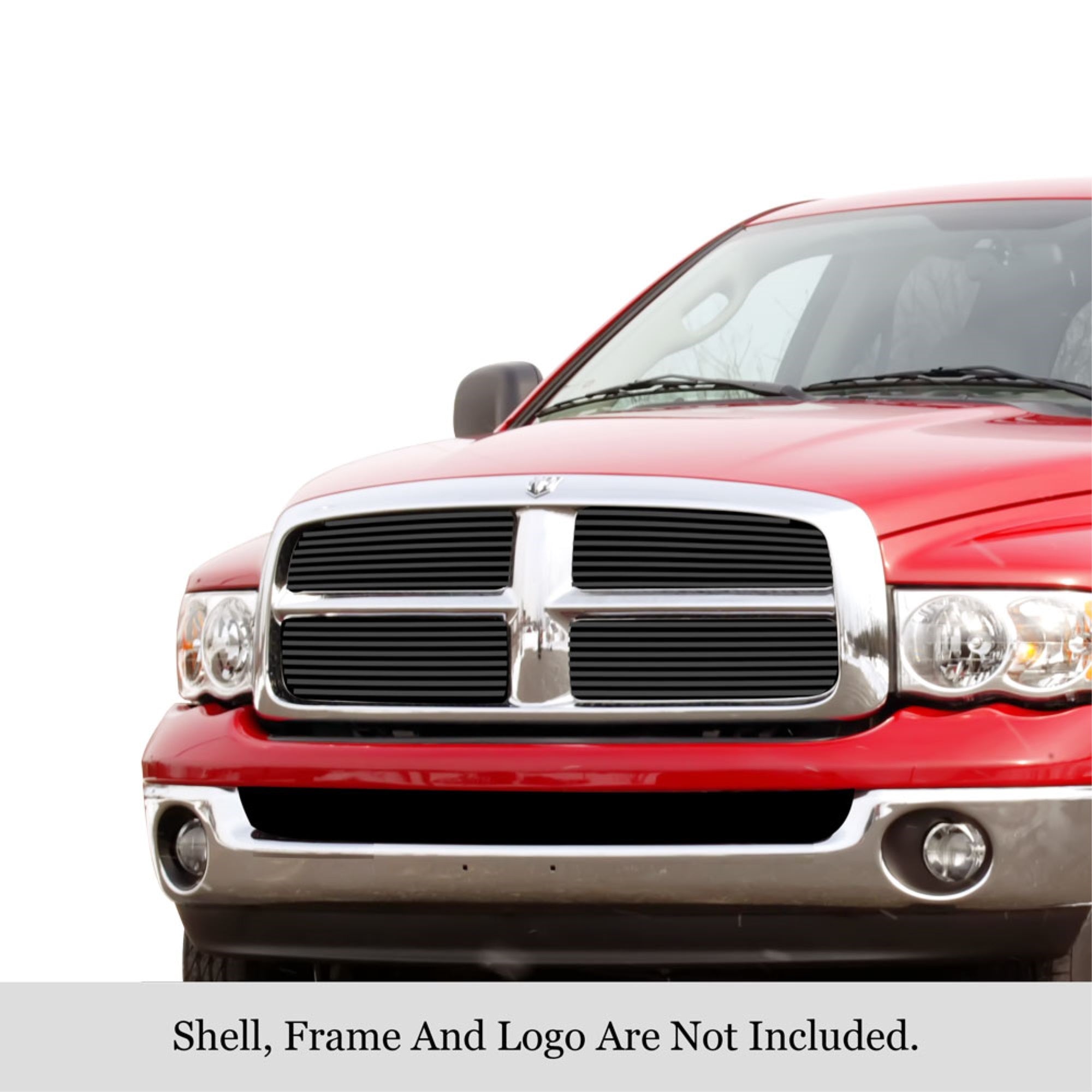 2002-2005 Dodge Ram Stainless Steel Black Powder Coated Finish 8X6 Horizontal Billet Black Stainless Steel Billet Grille