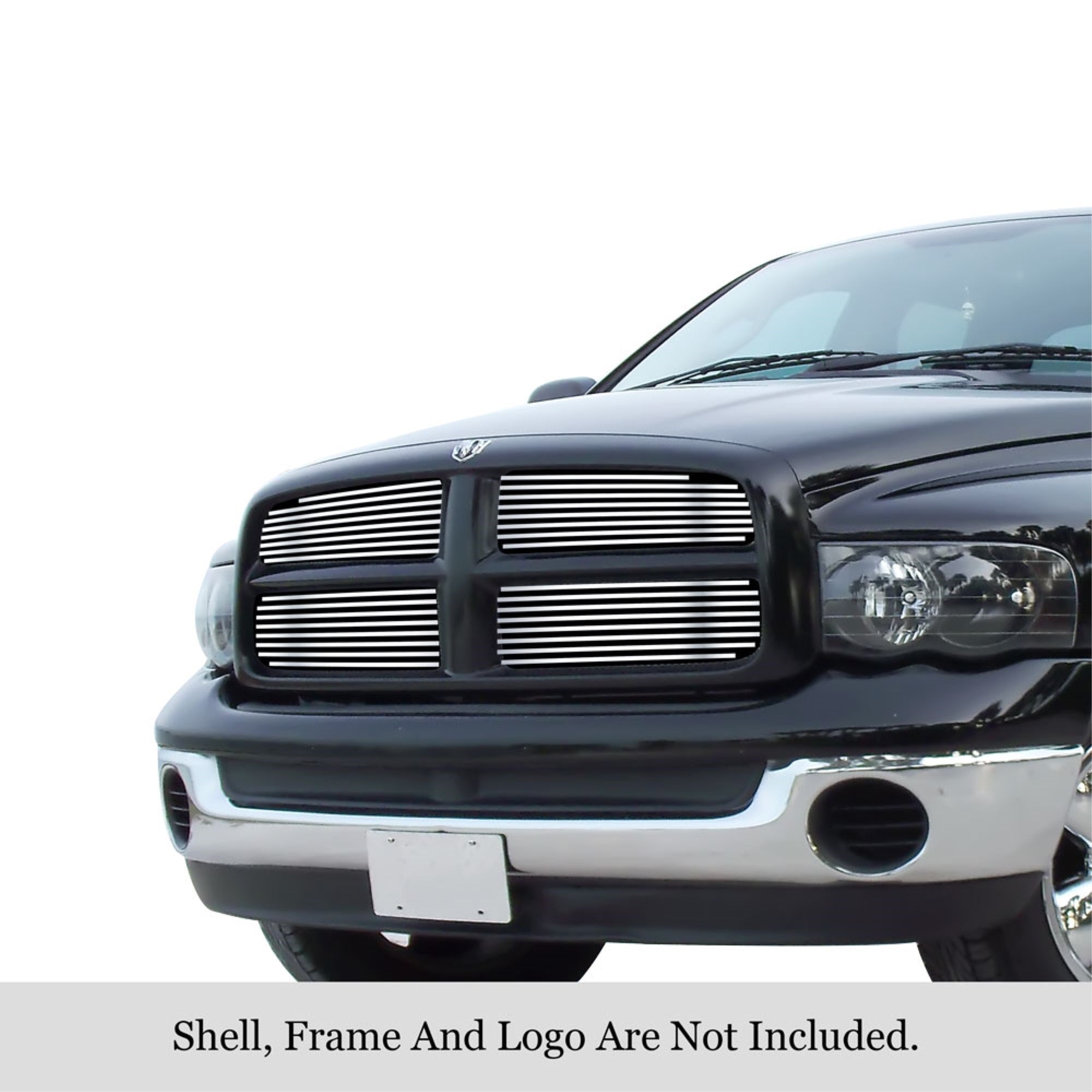 2002-2005 Dodge Ram 304 Stainless Steel Polished Finish 8X6 Horizontal Billet Stainless Steel Billet Grille