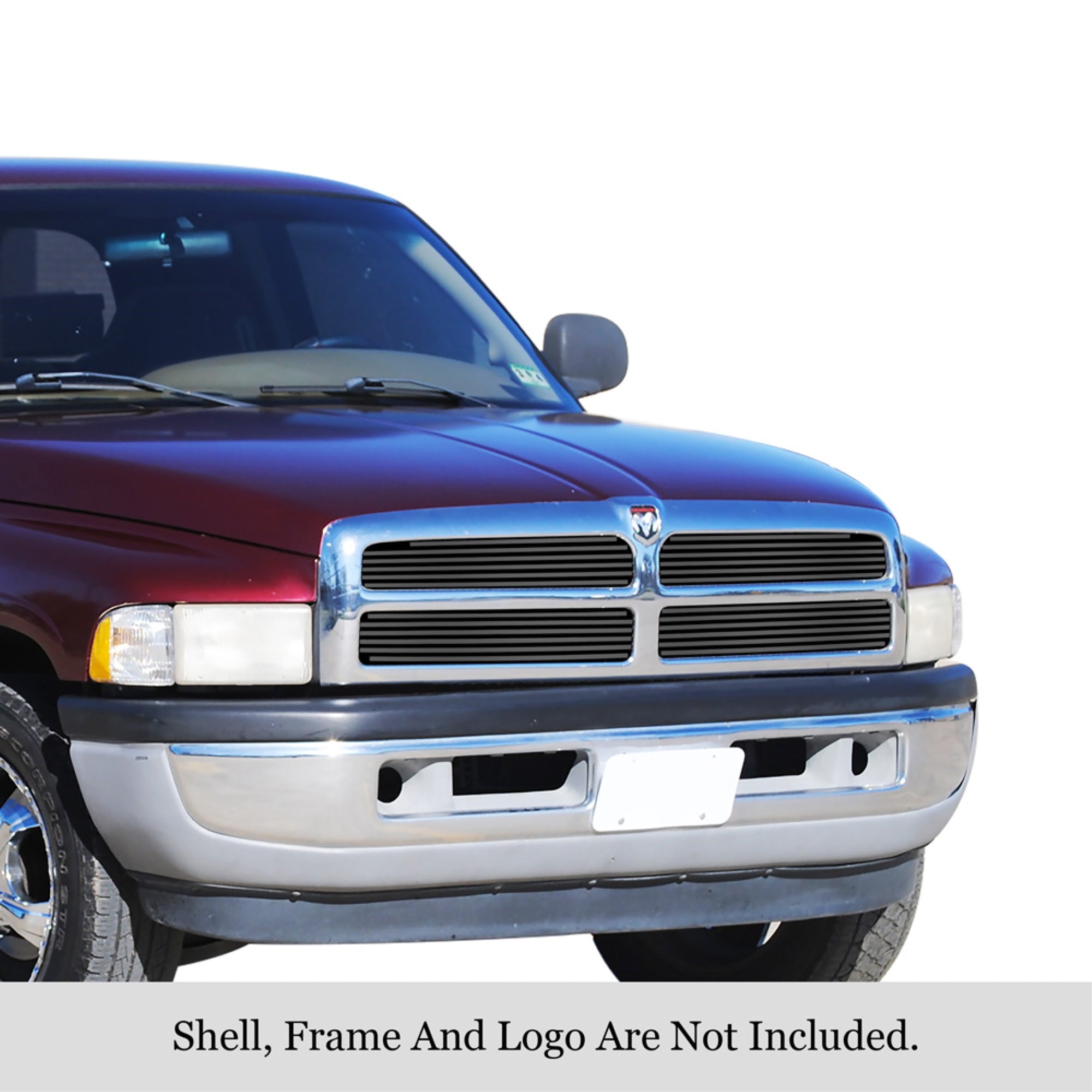 1994-2001 Dodge Ram Not For Sport Stainless Steel Black Powder Coated Finish 8X6 Horizontal Billet Black Stainless Steel Billet Grille