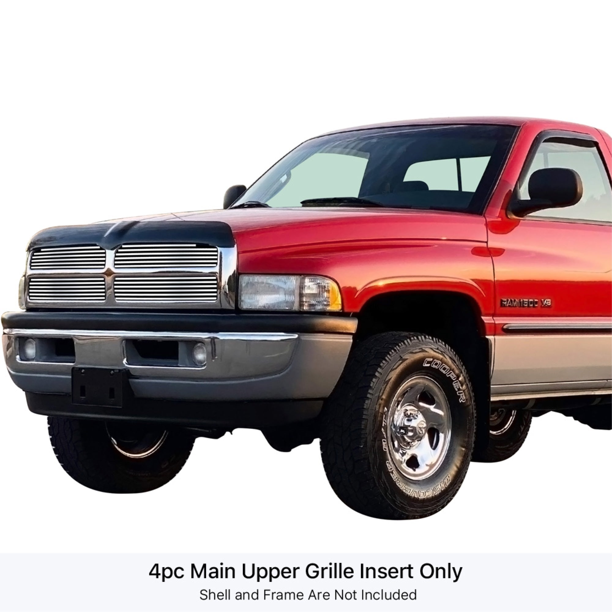 1994-2001 Dodge Ram Not For Sport 304 Stainless Steel Polished Finish 8X6 Horizontal Billet Stainless Steel Billet Grille