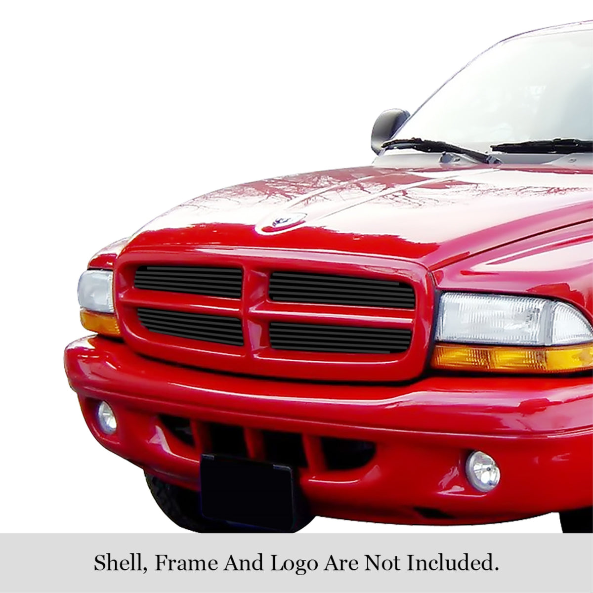1997-2004 Dodge Dakota /1997-2003 Dodge Durango Stainless Steel Black Powder Coated Finish 8X6 Horizontal Billet Black Stainless Steel Billet Grille