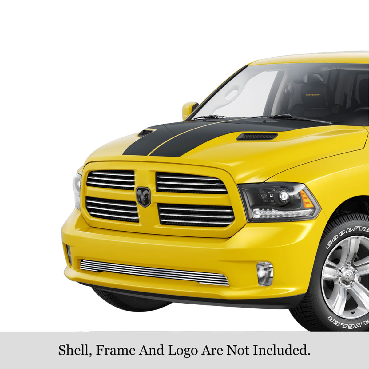 2013-2018 Ram 1500 Express And Sport Model/2019-2021 Ram 1500 Classic Express And Sport Model Only 304 Stainless Steel Polished Finish 8X6 Horizontal Billet Stainless Steel Billet Grille