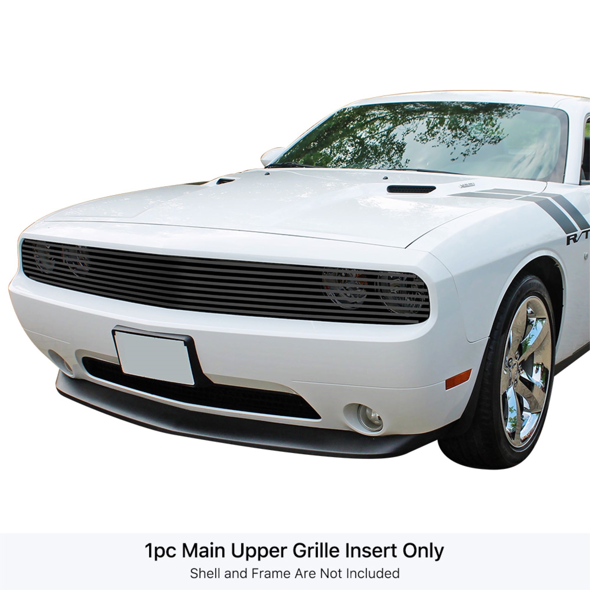 2009-2014 Dodge Challenger Phantom Stainless Steel Black Powder Coated Finish 8X6 Horizontal Billet Black Stainless Steel Billet Grille