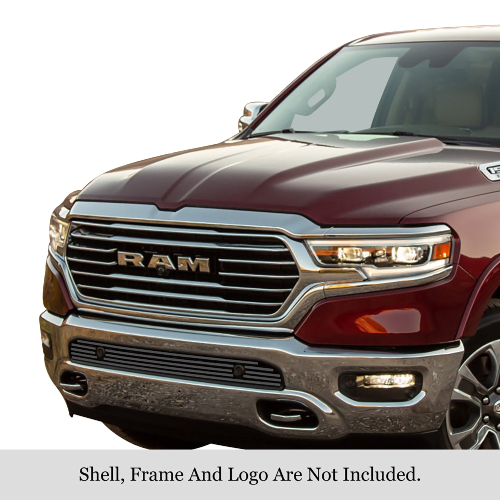 2019-2022 Ram 1500 With Sensor (Excl. 19-21 Ram 1500 Classic, Excl. Rebel And Trx) Stainless Steel Black Powder Coated Finish 8X6 Horizontal Billet Black Stainless Steel Billet Grille