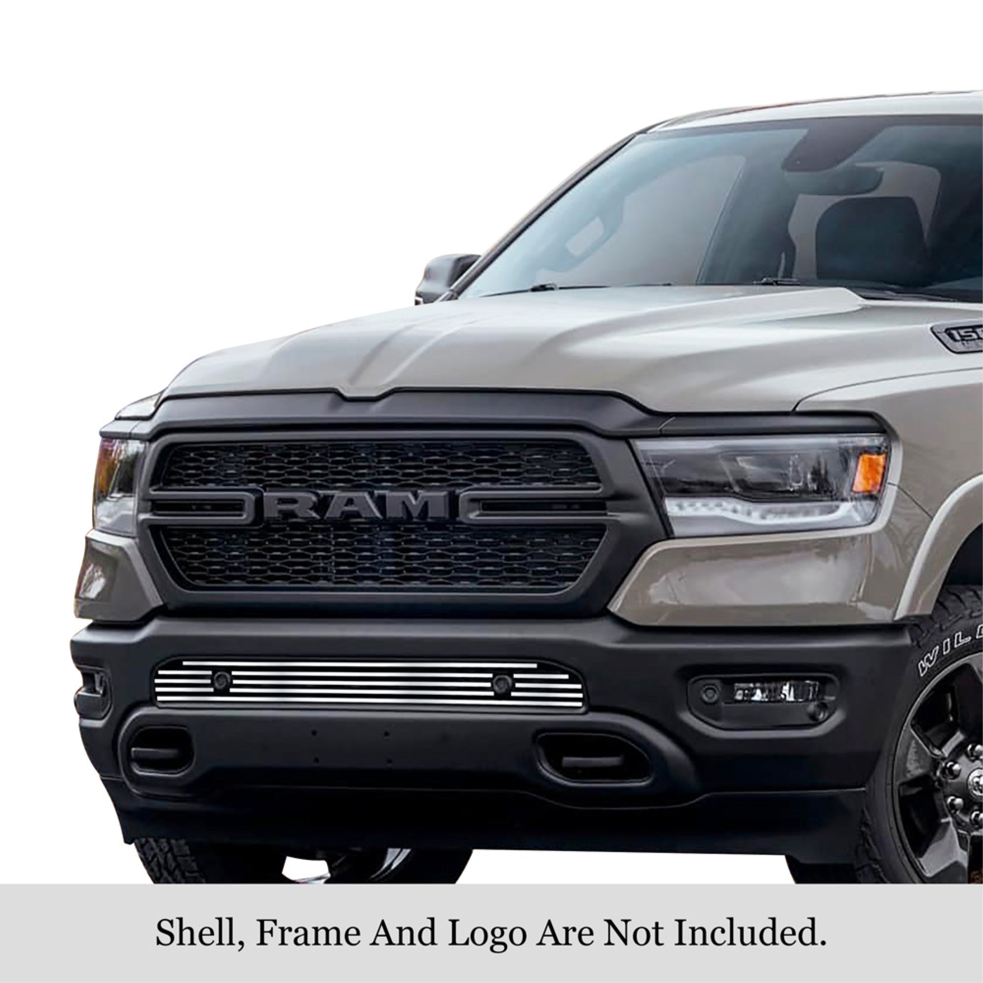 2019-2022 Ram 1500 With Sensor (Excl. 19-21 Ram 1500 Classic, Excl. Rebel And Trx) 304 Stainless Steel Polished Finish 8X6 Horizontal Billet Stainless Steel Billet Grille