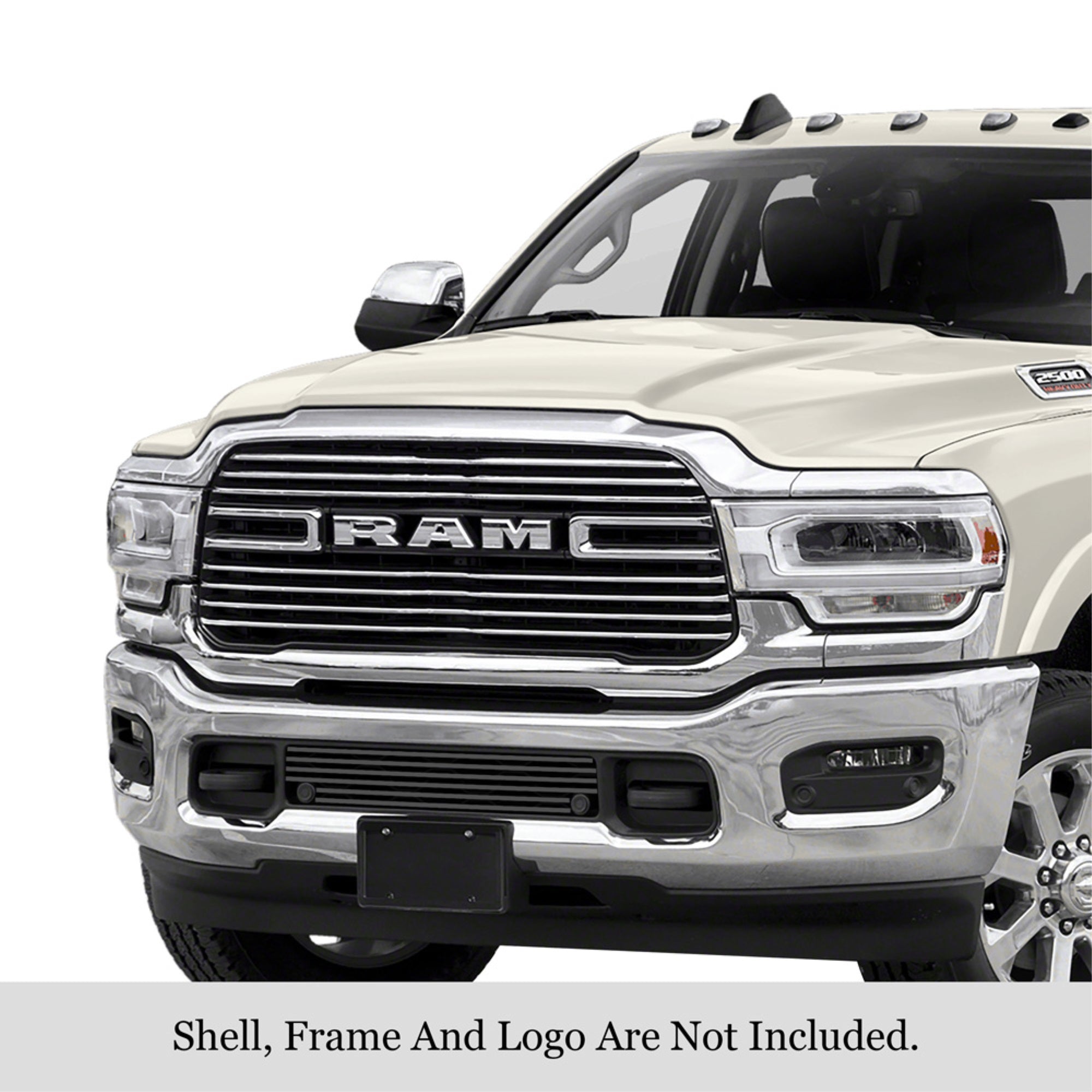 2019-2022 Ram 2500 With Sensor /2019-2022 Ram 3500 With Sensor Stainless Steel Black Powder Coated Finish 8X6 Horizontal Billet Black Stainless Steel Billet Grille