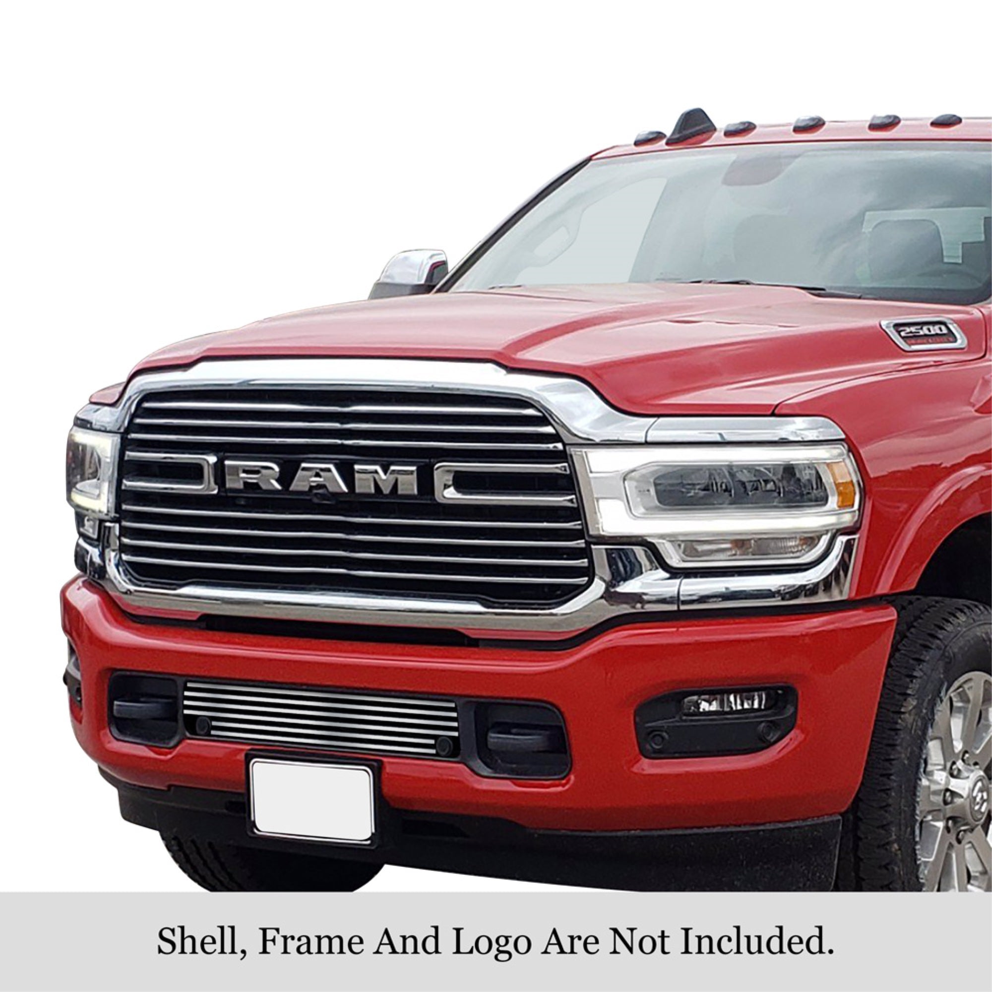2019-2022 Ram 2500 With Sensor /2019-2022 Ram 3500 With Sensor 304 Stainless Steel Polished Finish 8X6 Horizontal Billet Stainless Steel Billet Grille