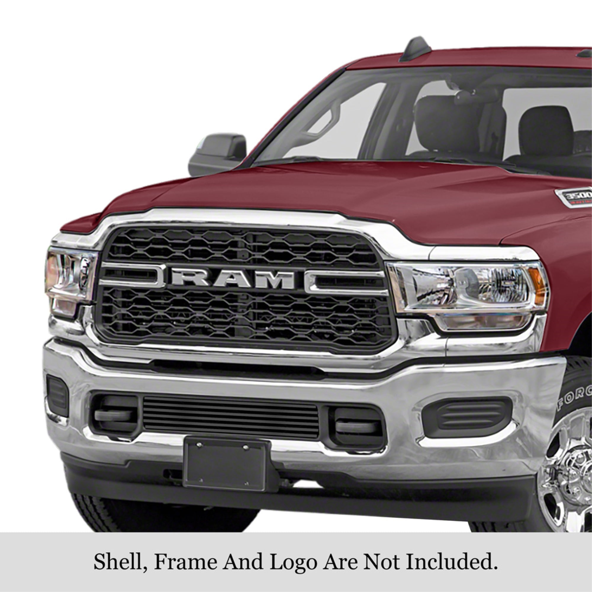 2019-2022 Ram 2500 Without Sensor /2019-2022 Ram 3500 Without Sensor Stainless Steel Black Powder Coated Finish 8X6 Horizontal Billet Black Stainless Steel Billet Grille