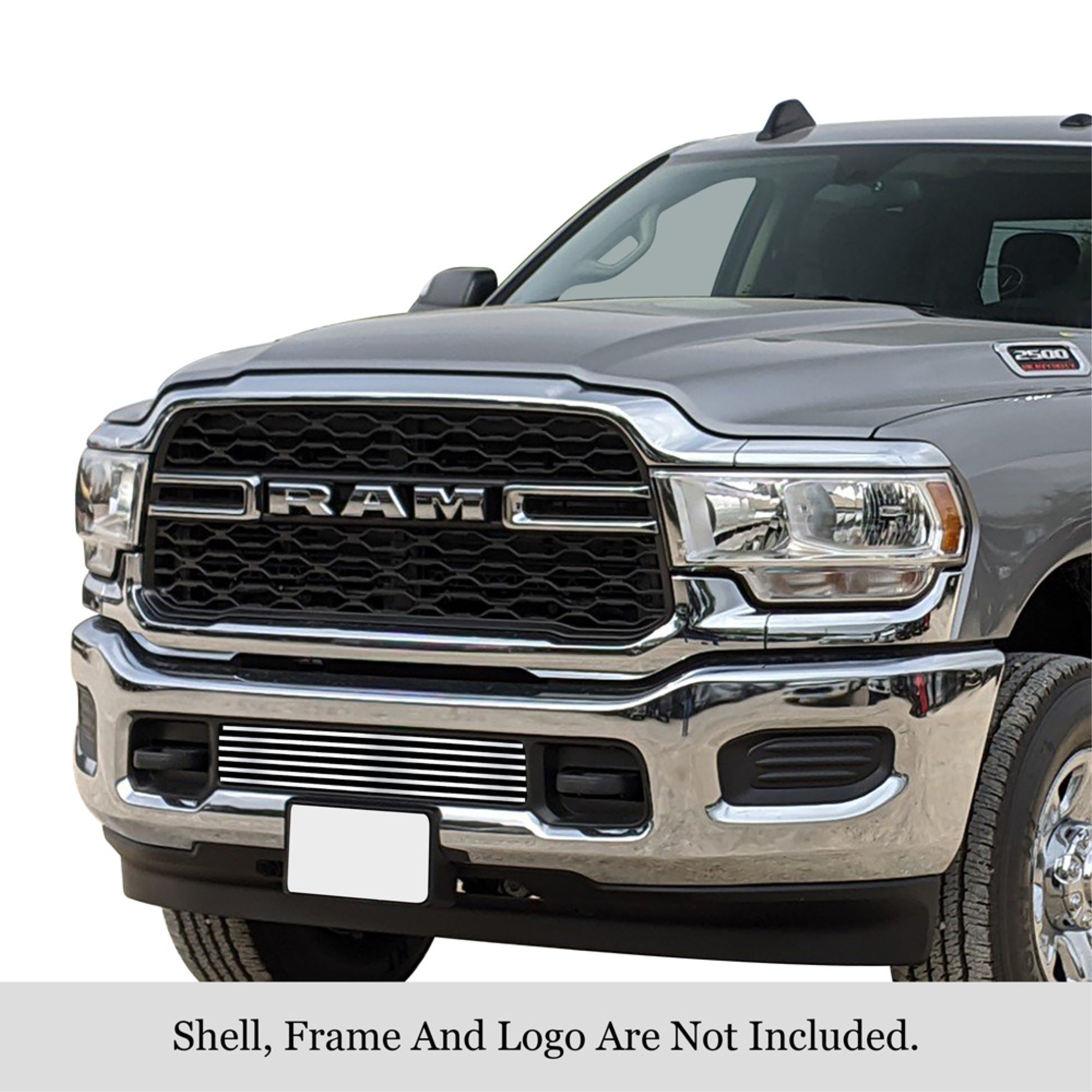 2019-2022 Ram 2500 Without Sensor /2019-2022 Ram 3500 Without Sensor 304 Stainless Steel Polished Finish 8X6 Horizontal Billet Stainless Steel Billet Grille