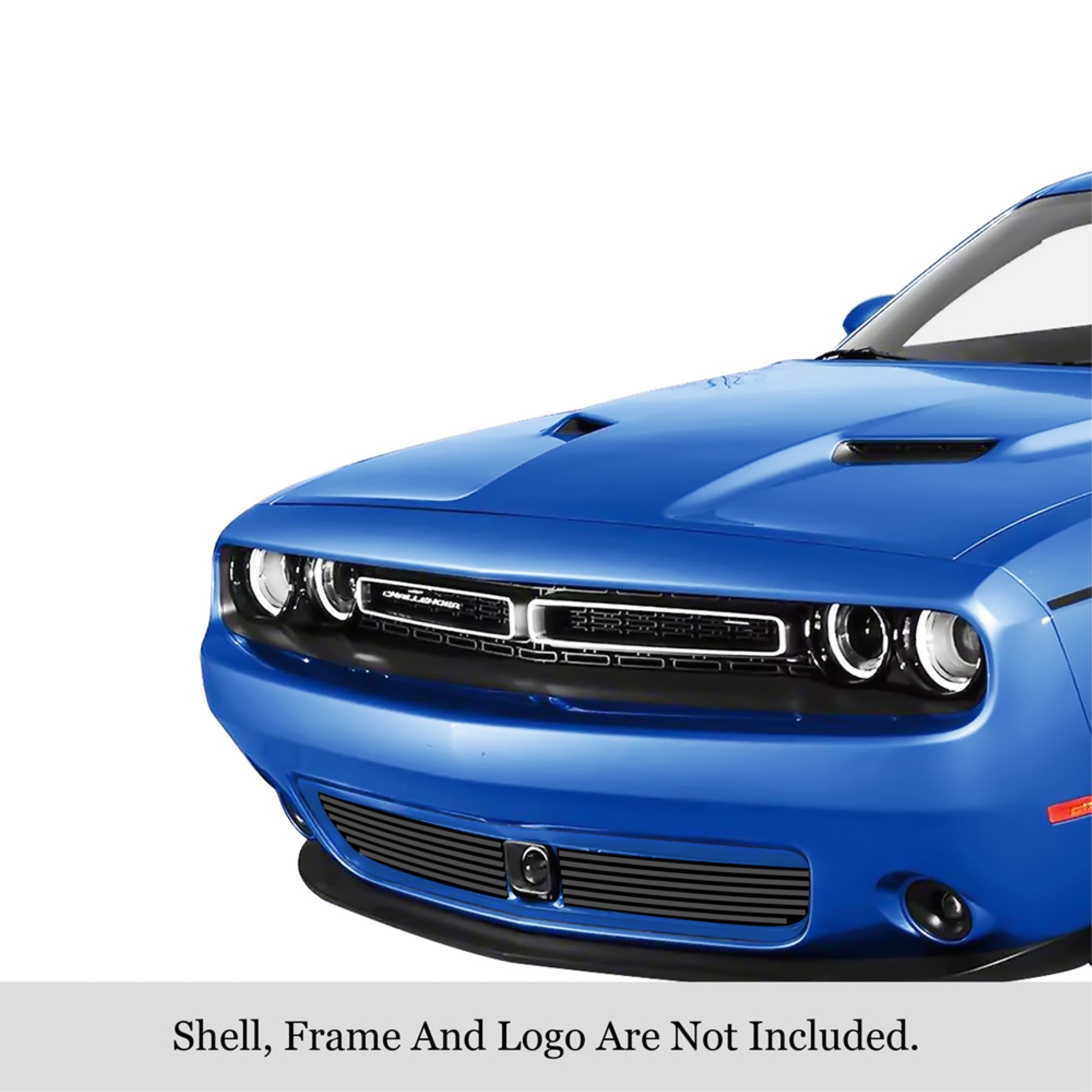 2015-2022 Dodge Challenger With Adaptive Cruise Control  Not For Srt Or R/T Scat Pack Widebody Models Stainless Steel Black Powder Coated Finish 8X6 Horizontal Billet Black Stainless Steel Billet Grille