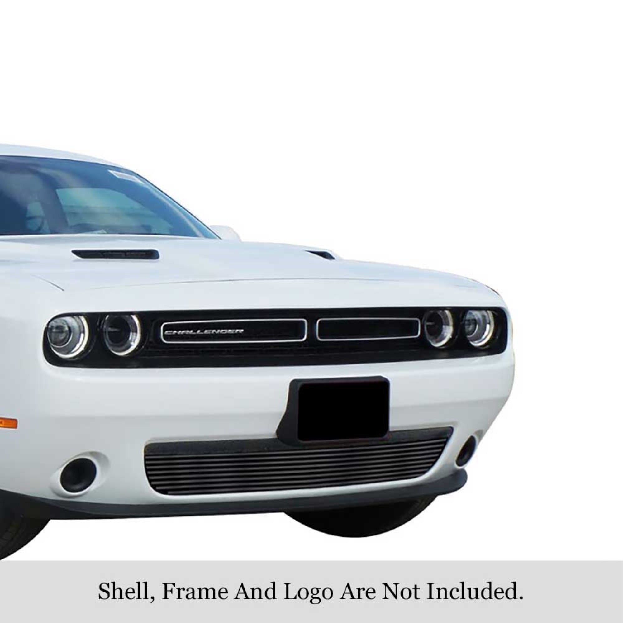 2015-2022 Dodge Challenger Without Adaptive Cruise Control Not For Srt Or R/T Scat Pack Widebody Models Stainless Steel Black Powder Coated Finish 8X6 Horizontal Billet Black Stainless Steel Billet Grille
