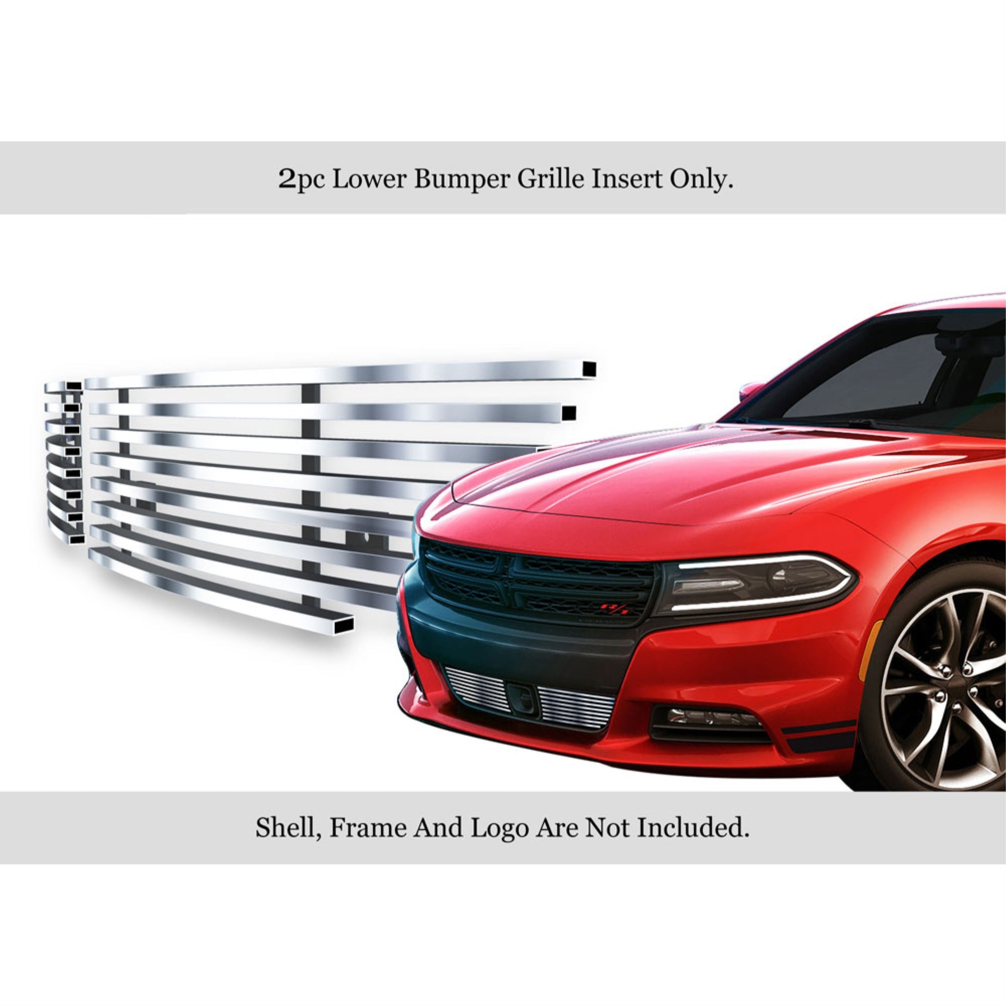 Stainless Steel Lower Bumper Stainless Steel Billet Grille 2015-2018 Dodge Charger With Adaptive Cruise Control (Not For Daytona And Rt Scat Pack And Srt)/2019-2023 Dodge Charger With Adaptive Cruise Control Only For Sxt