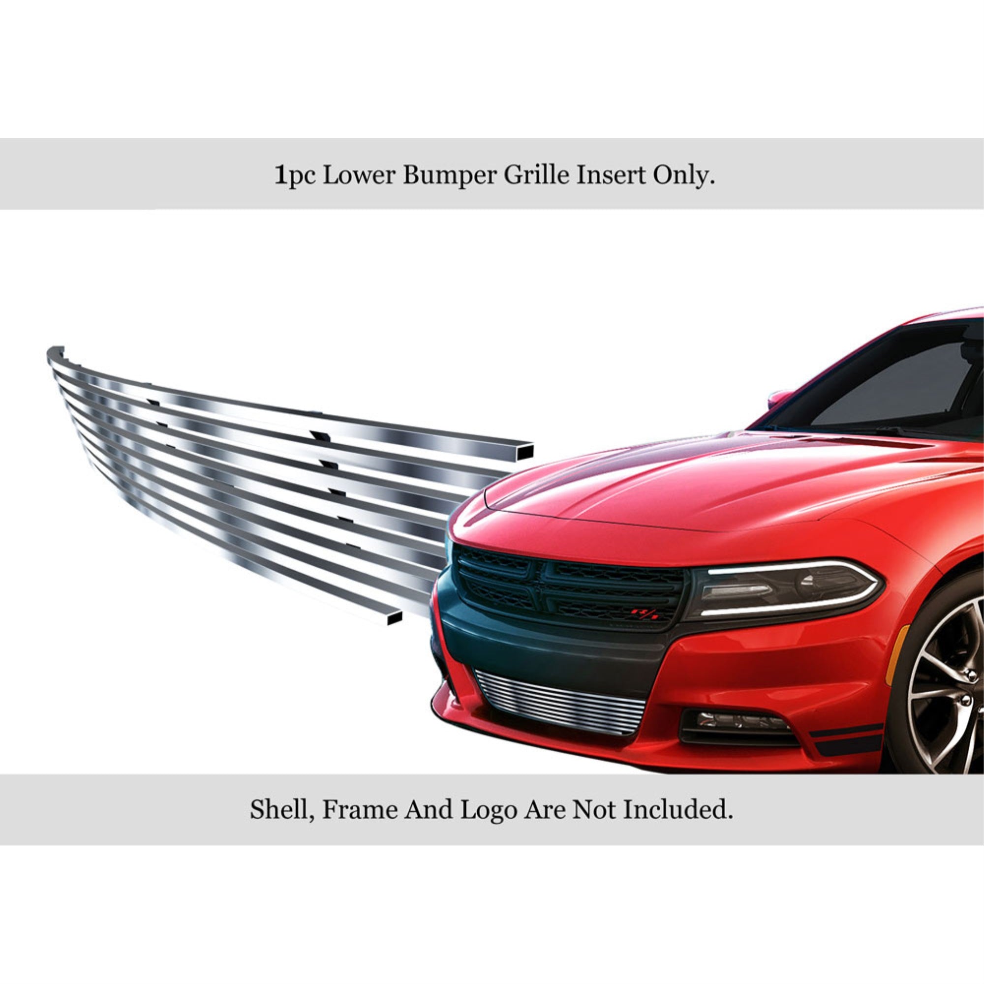 Stainless Steel Lower Bumper Stainless Steel Billet Grille 2015-2018 Dodge Charger Without Adaptive Cruise Control (Not for Daytona and RT SCAT Pack and SRT)/2019-2023 Dodge Charger Without Adaptive Cruise Control Only for SXT