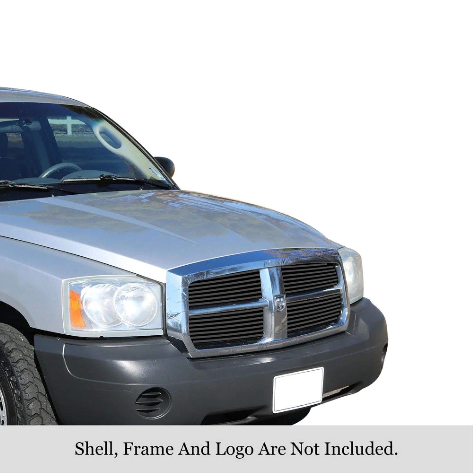 2005-2007 Dodge Dakota Stainless Steel Black Powder Coated Finish 8X6 Horizontal Billet Black Stainless Steel Billet Grille