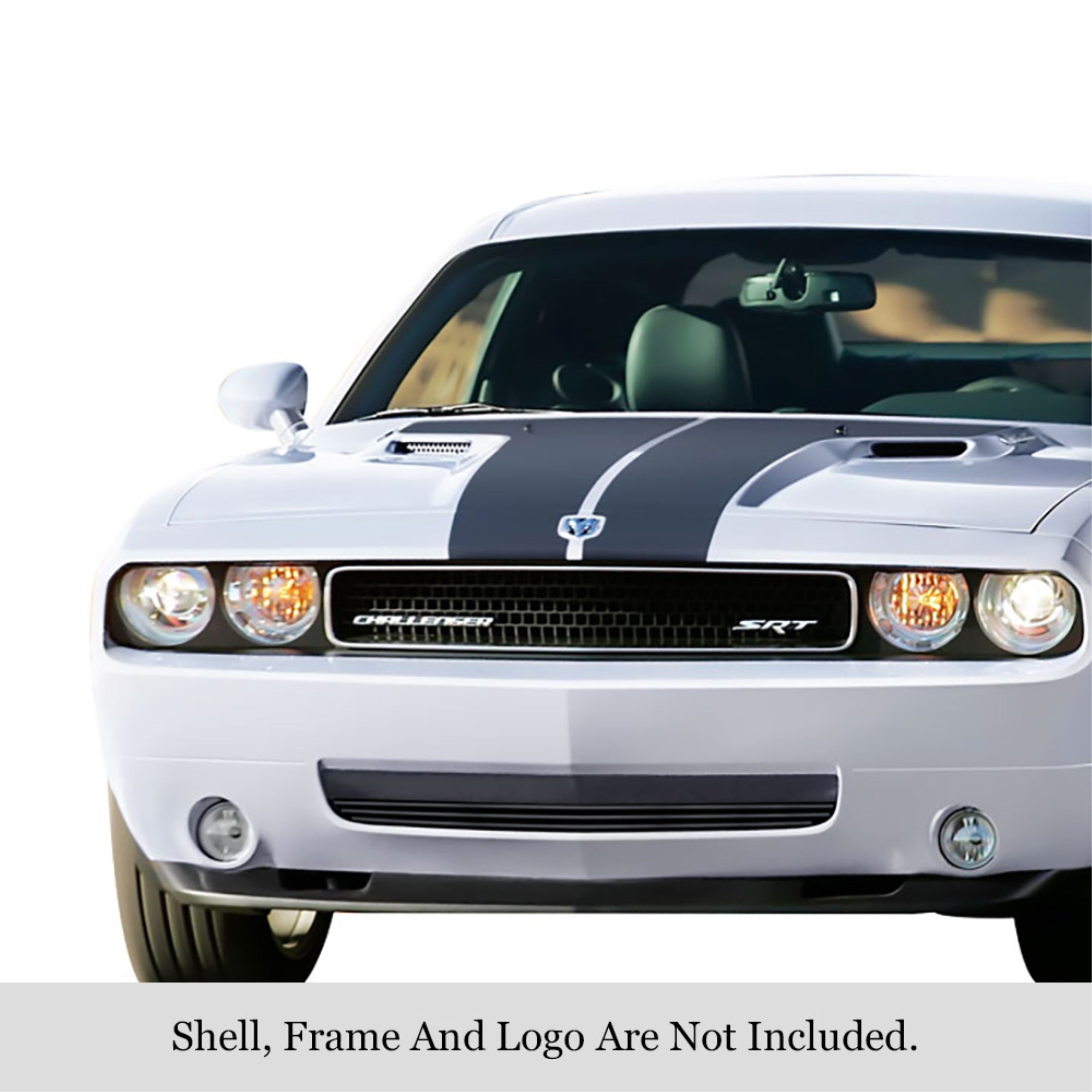 2009-2010 Dodge Challenger Stainless Steel Black Powder Coated Finish 8X6 Horizontal Billet Black Stainless Steel Billet Grille