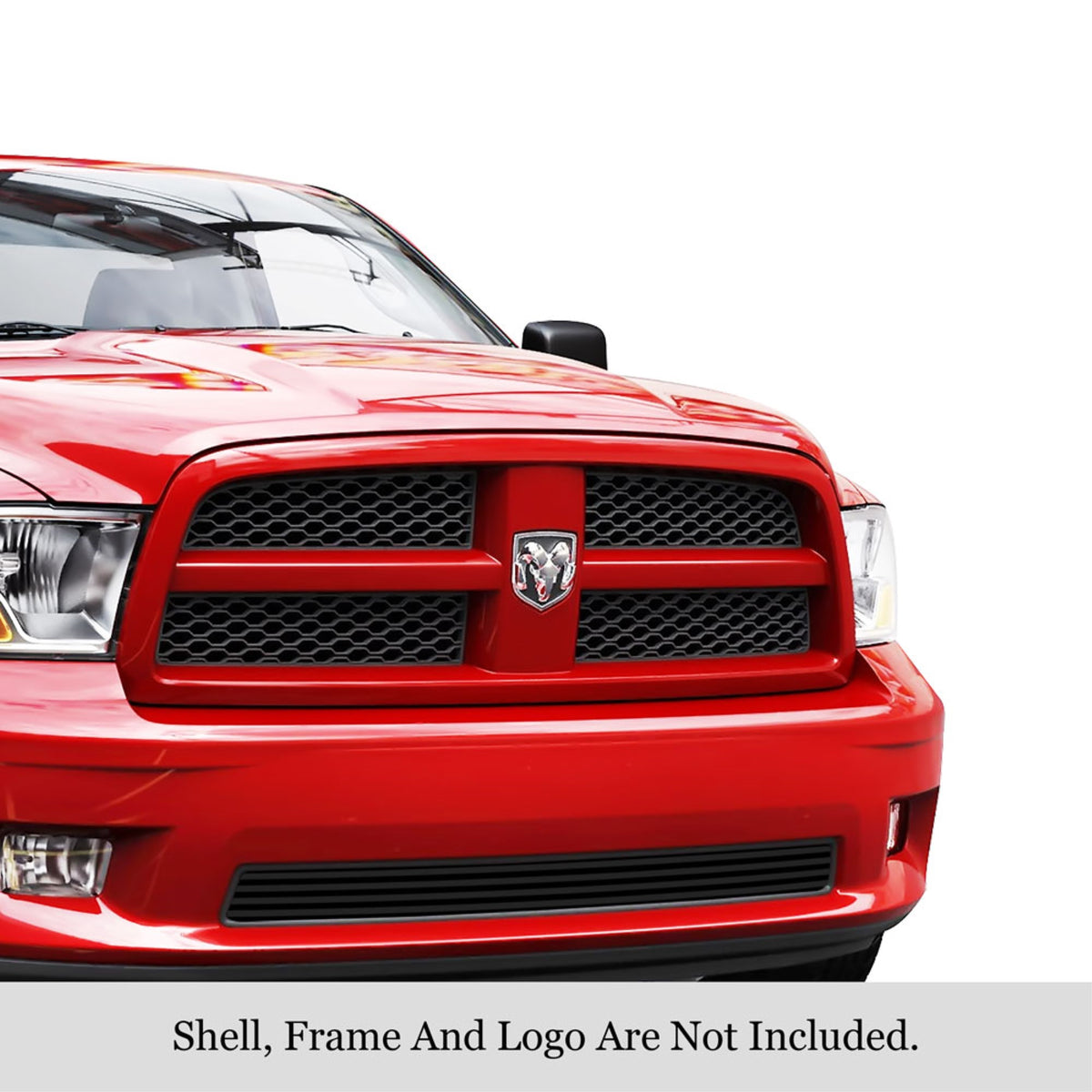 2009-2010 Dodge Ram 1500 Only For Sport And Express Model/2011-2012 Ram 1500 Only For Sport And Express Model Stainless Steel Black Powder Coated Finish 8X6 Horizontal Billet Black Stainless Steel Billet Grille