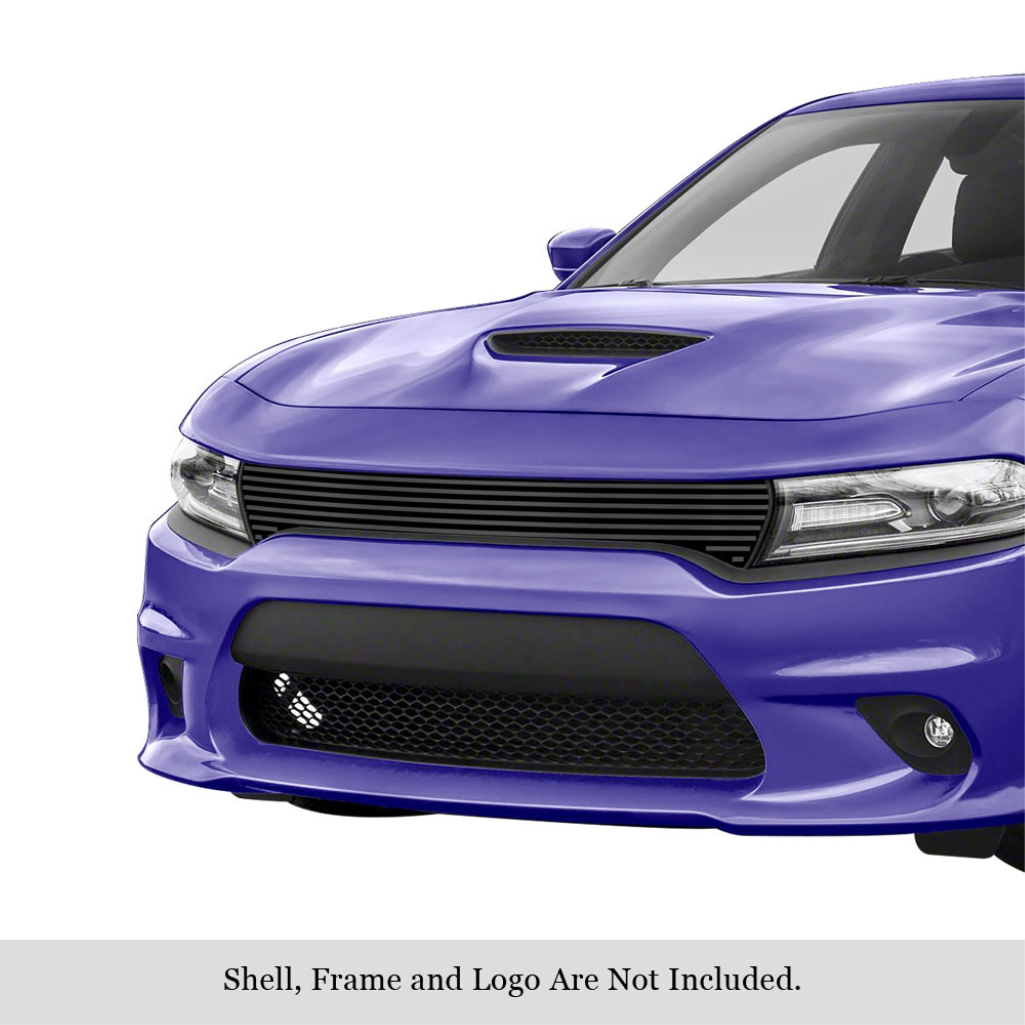 2015-2018 Dodge Charger (Only For Daytona And Rt Scat Pack And Daytona 392 And Srt 392 And Srt Hellcat) / 2019 Dodge Charger Only For Gt And Rt Stainless Steel Black Powder Coated Finish 8X6 Horizontal Billet Black Stainless Steel Billet Grille