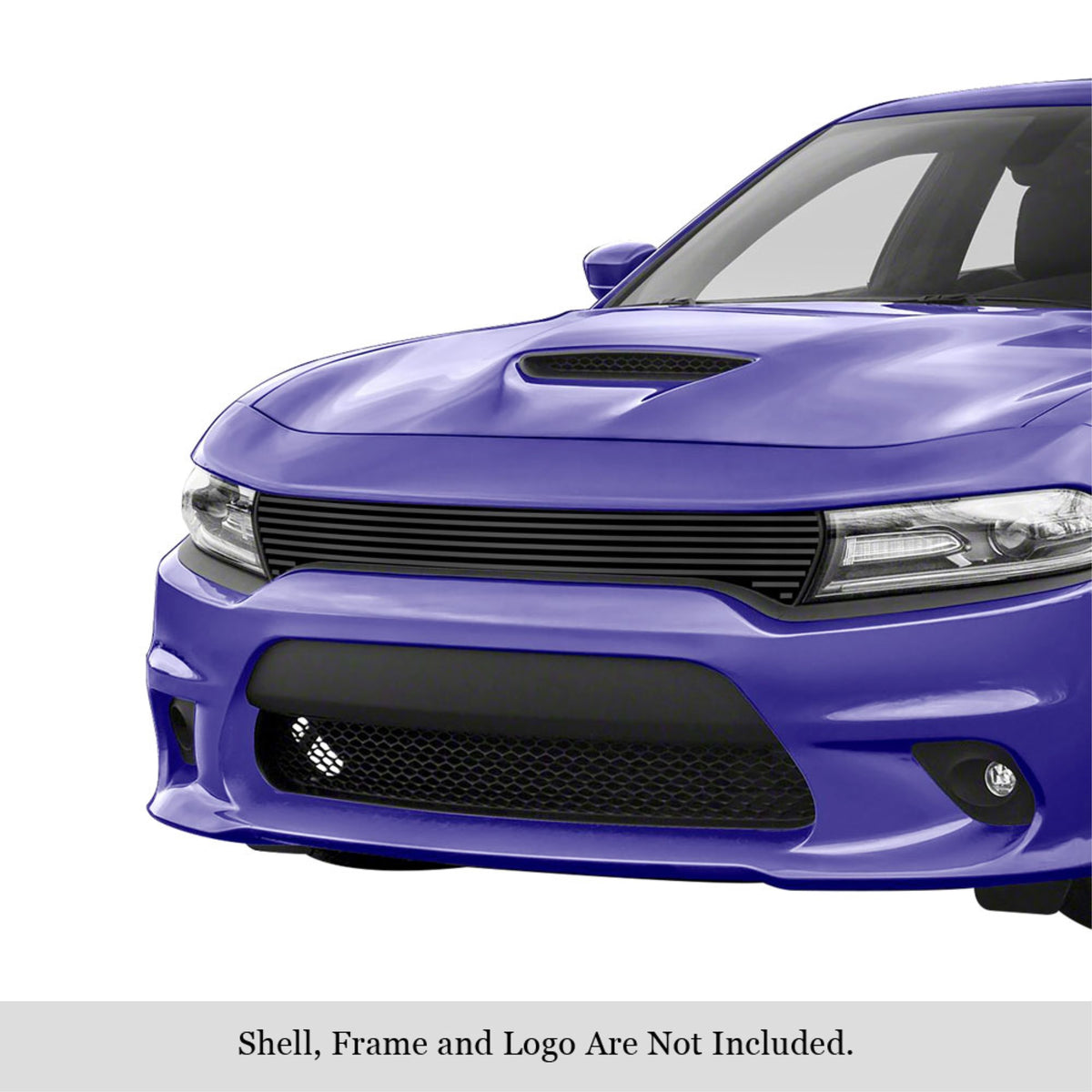 2015-2018 Dodge Charger (Only For Daytona And Rt Scat Pack And Daytona 392 And Srt 392 And Srt Hellcat) / 2019 Dodge Charger Only For Gt And Rt Stainless Steel Black Powder Coated Finish 8X6 Horizontal Billet Black Stainless Steel Billet Grille