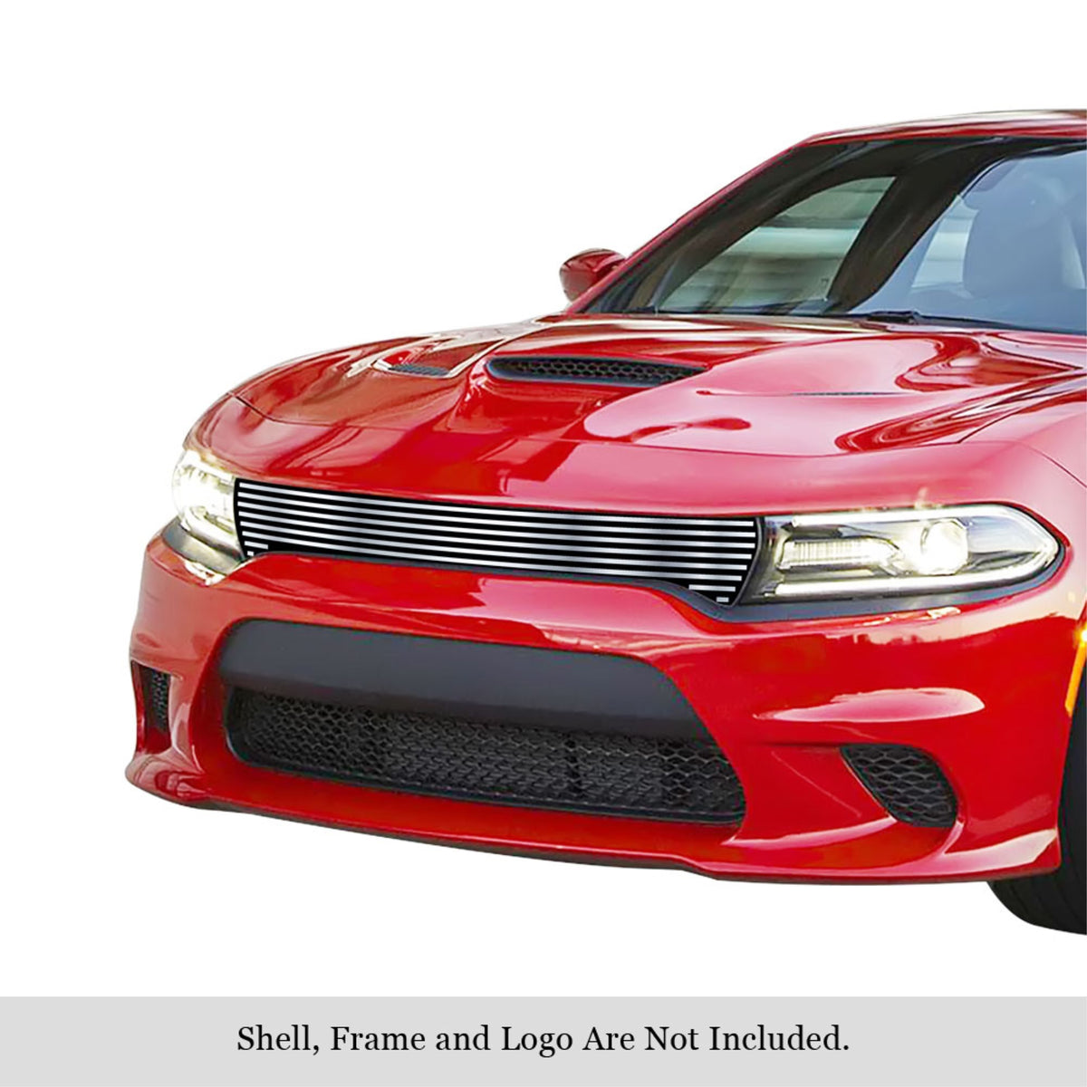 2015-2018 Dodge Charger (Only For Daytona And Rt Scat Pack And Daytona 392 And Srt 392 And Srt Hellcat) / 2019 Dodge Charger Only For Gt And Rt 304 Stainless Steel Polished Finish 8X6 Horizontal Billet Stainless Steel Billet Grille