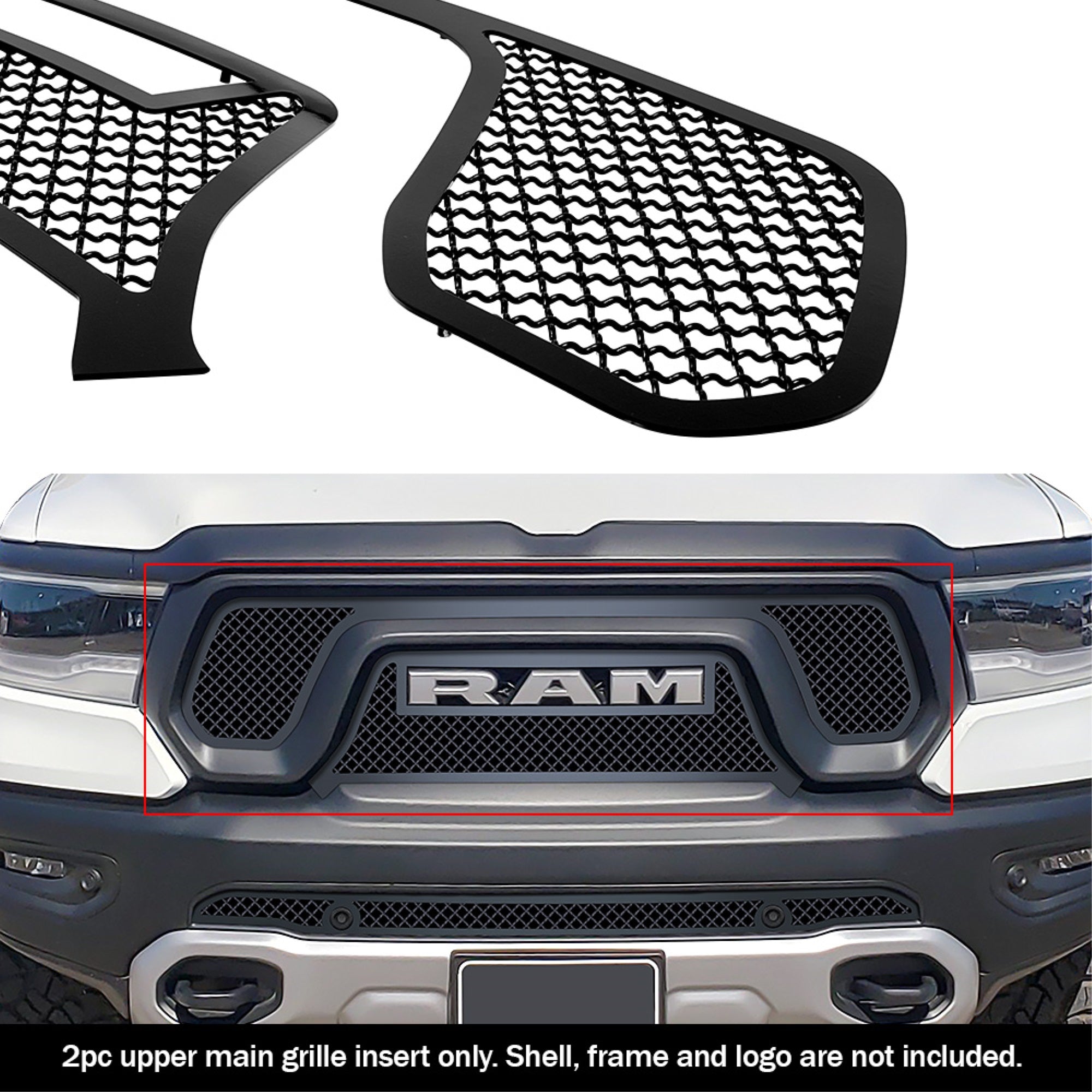 2019-2022 Ram 1500 Rebel Stainless Steel Black Powder Coated Finish 2.5Mm Wire Mesh Black Wire Mesh Grille