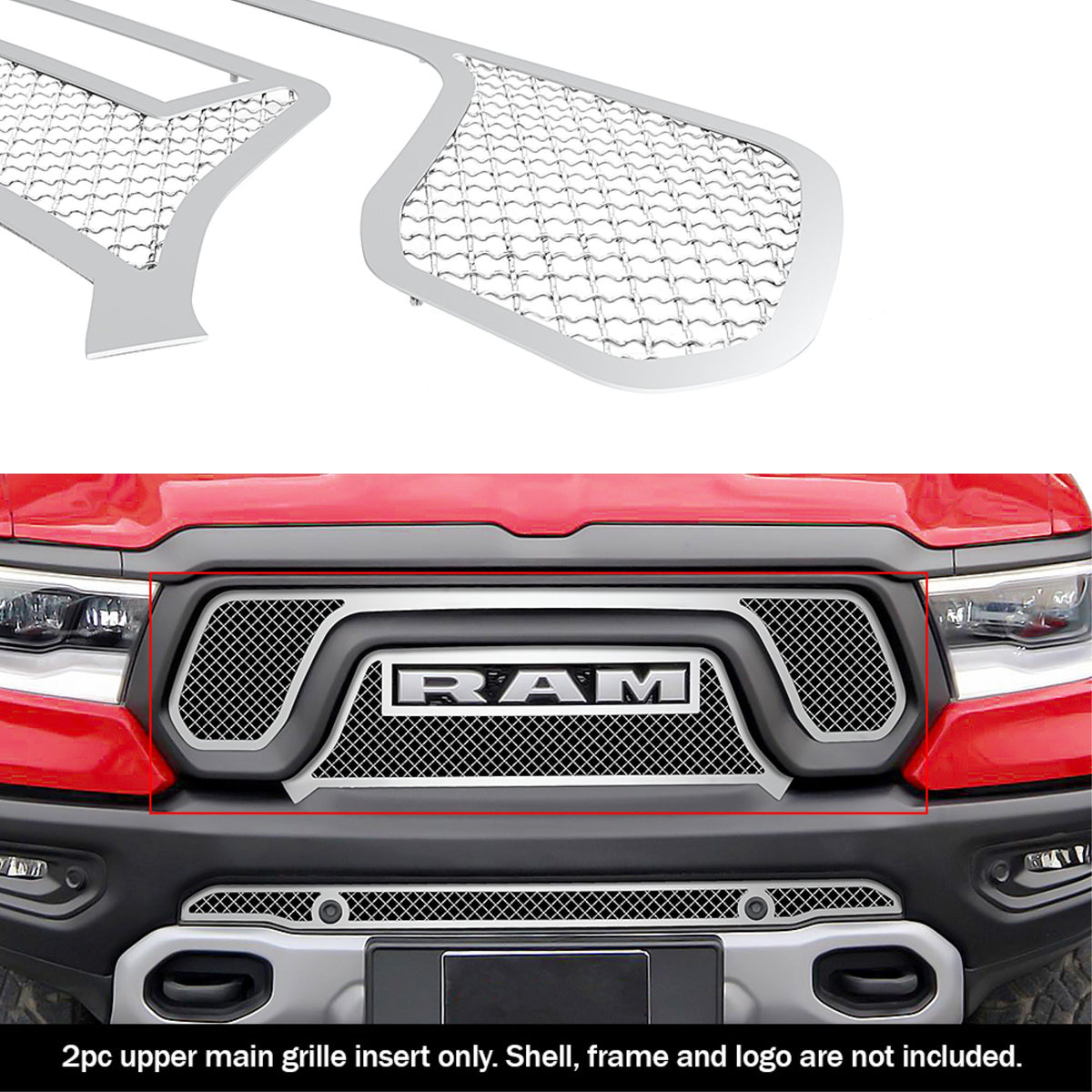 2019-2022 Ram 1500 Rebel Stainless Steel Chrome Finish 2.5Mm Wire Mesh Mesh Grille