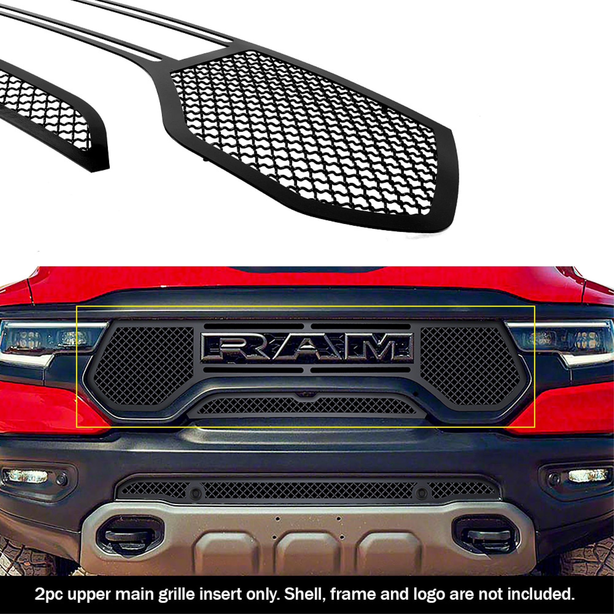 2021-2022 Ram 1500 Trx Stainless Steel Black Powder Coated Finish 2.5Mm Wire Mesh Black Wire Mesh Grille