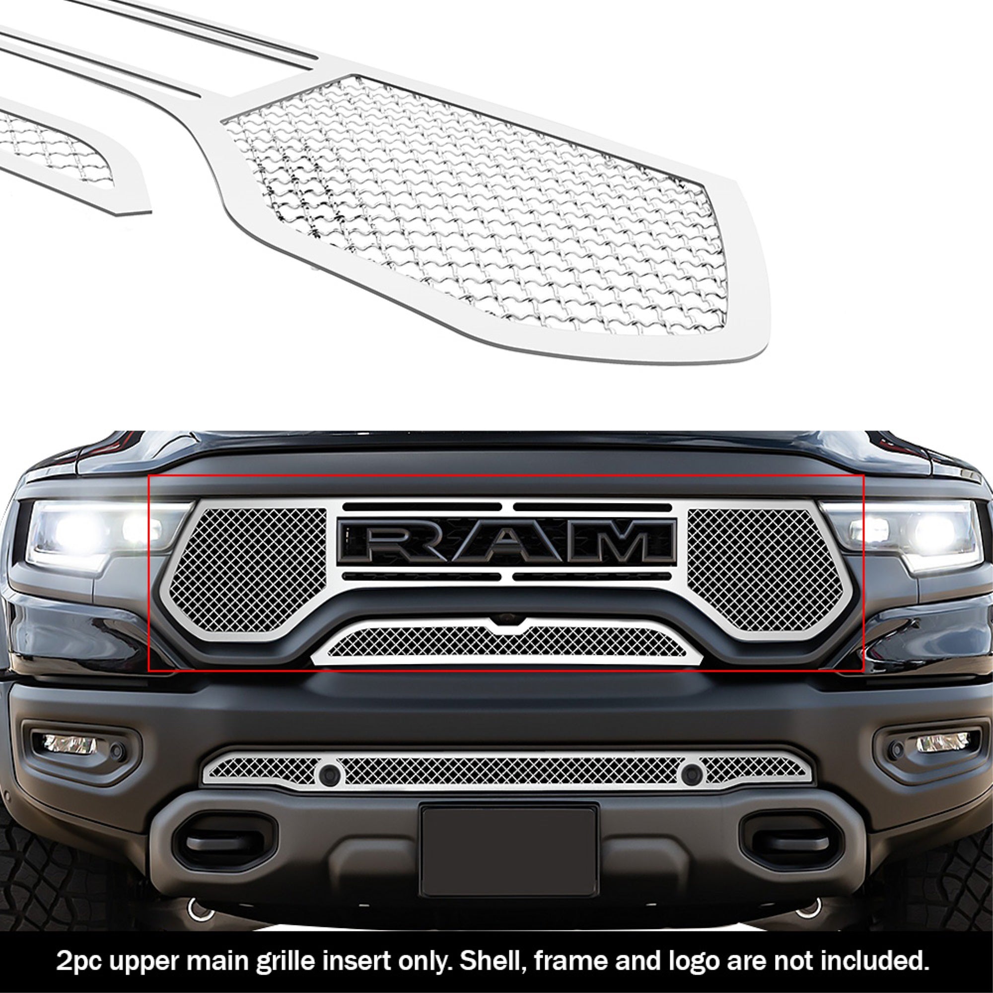 2021-2022 Ram 1500 Trx Stainless Steel Chrome Finish 2.5Mm Wire Mesh Mesh Grille